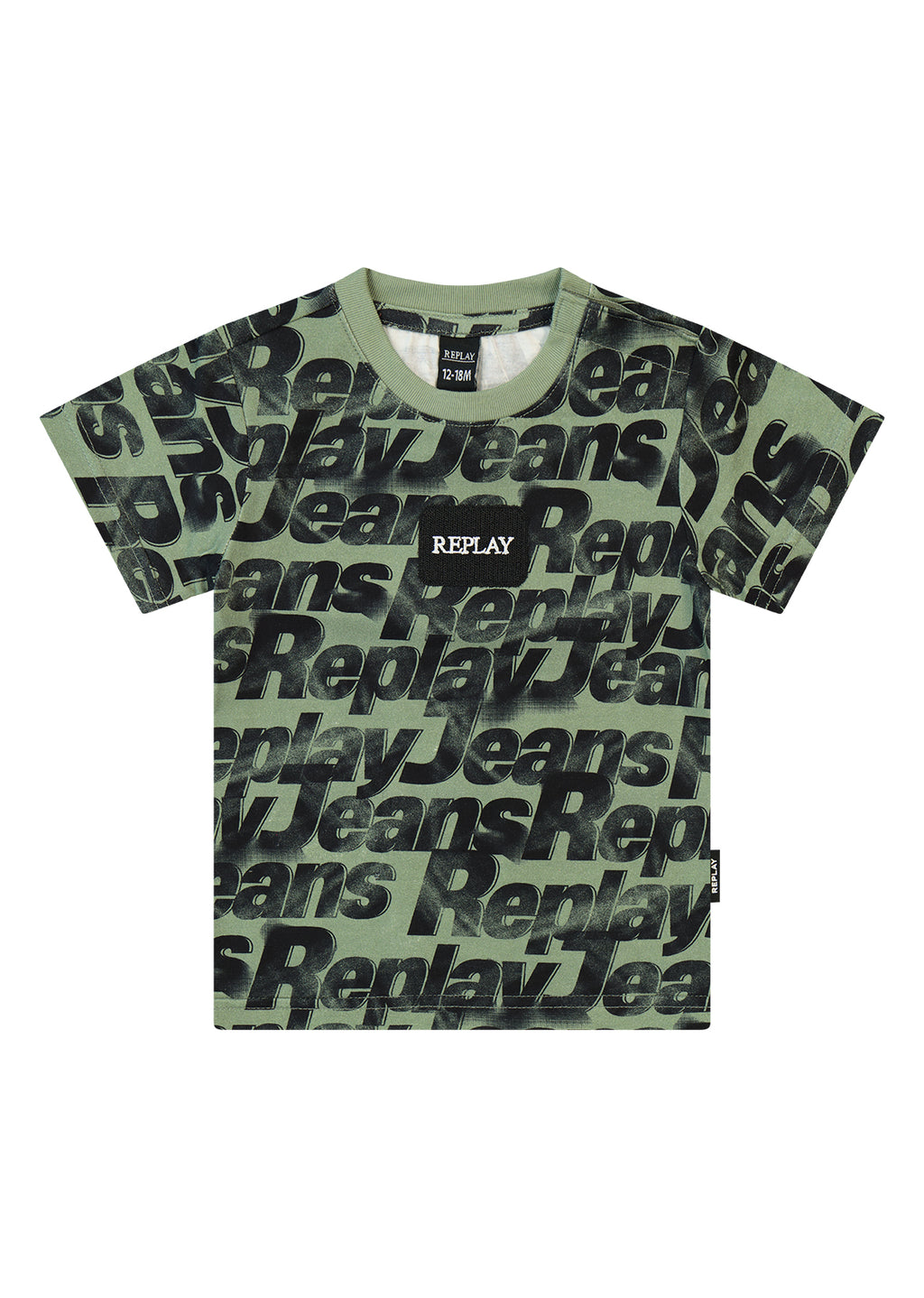 חולצת טישרט REPLAY עם הדפס אול אובר טקסטורלי לתינוקות Green / 3-6M