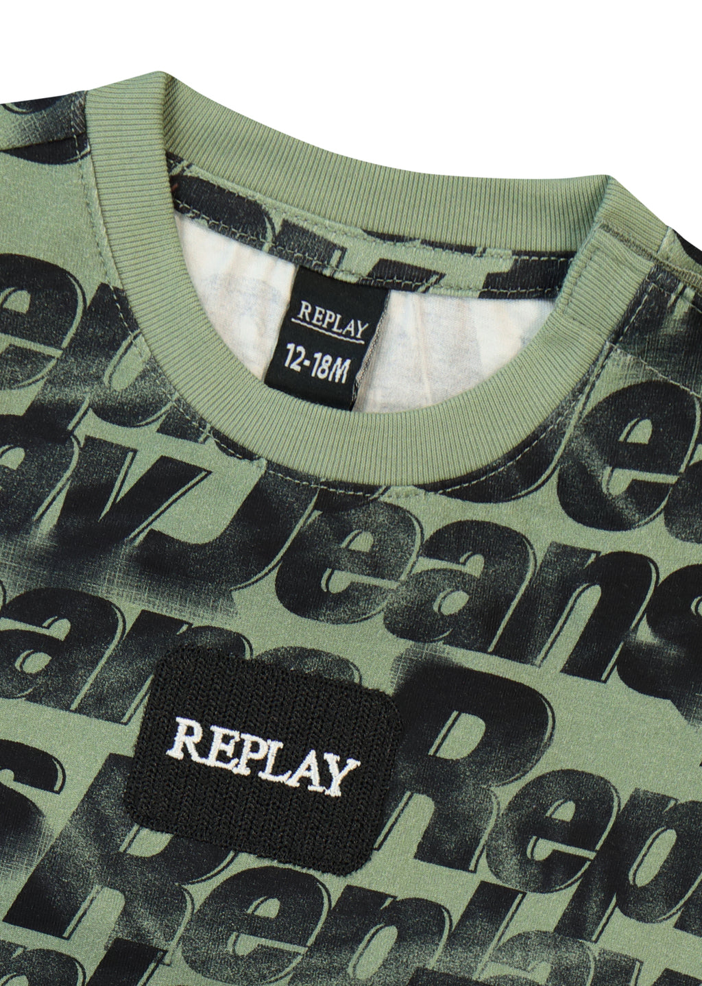 חולצת טישרט REPLAY עם הדפס אול אובר טקסטורלי לתינוקות Green / 3-6M