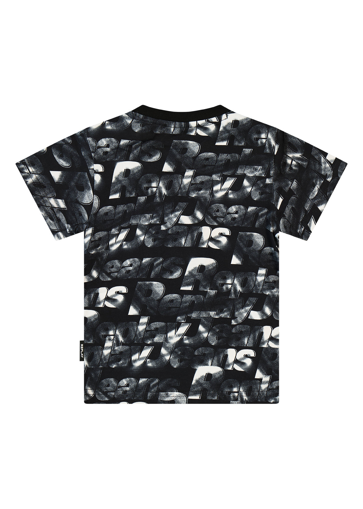 חולצת טישרט REPLAY עם הדפס אול אובר טקסטורלי לתינוקות BLACK / 3-6M