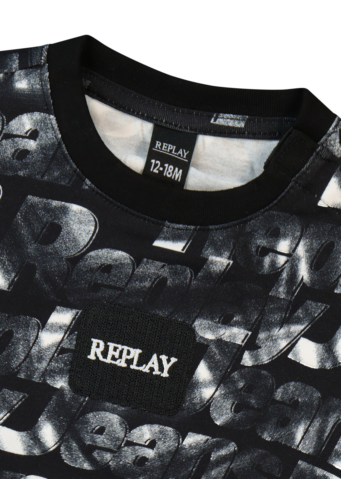 חולצת טישרט REPLAY עם הדפס אול אובר טקסטורלי לתינוקות BLACK / 3-6M