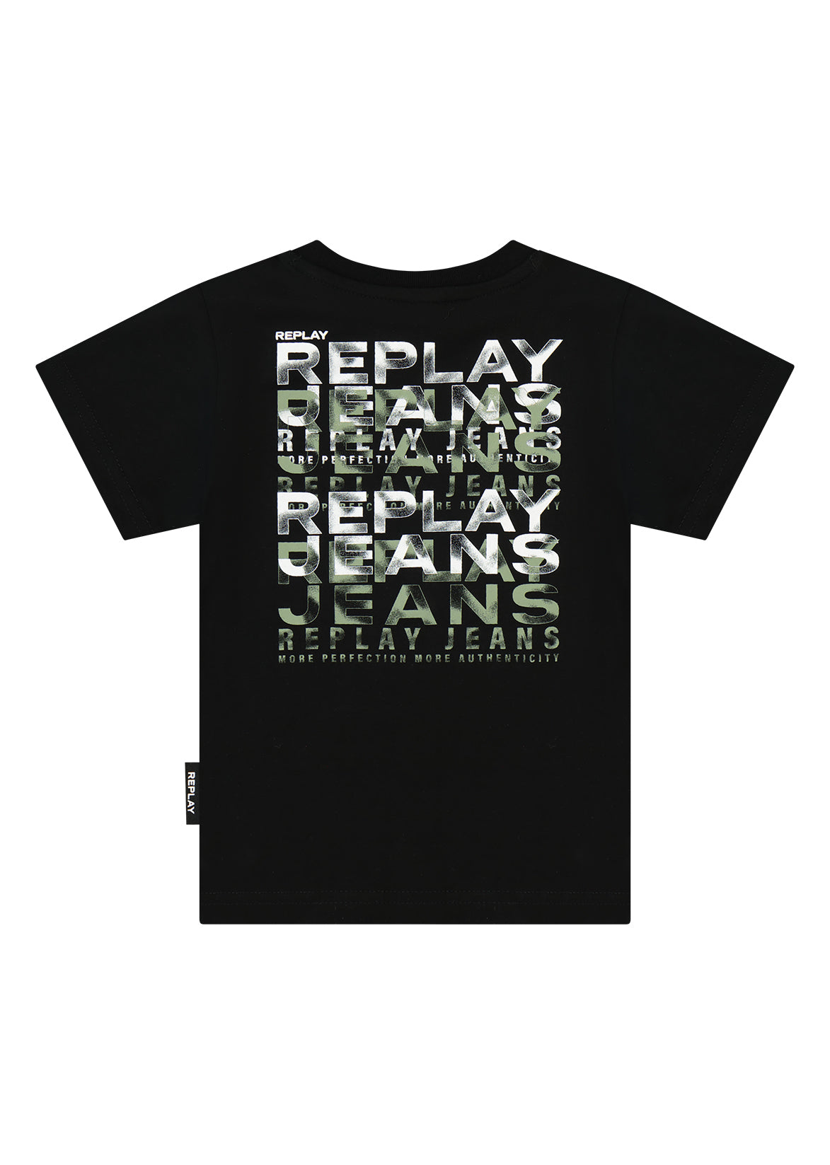 חולצת טישרט REPLAY עם הדפס מלבני ולוגו מובלט לתינוקות BLACK / 3-6M