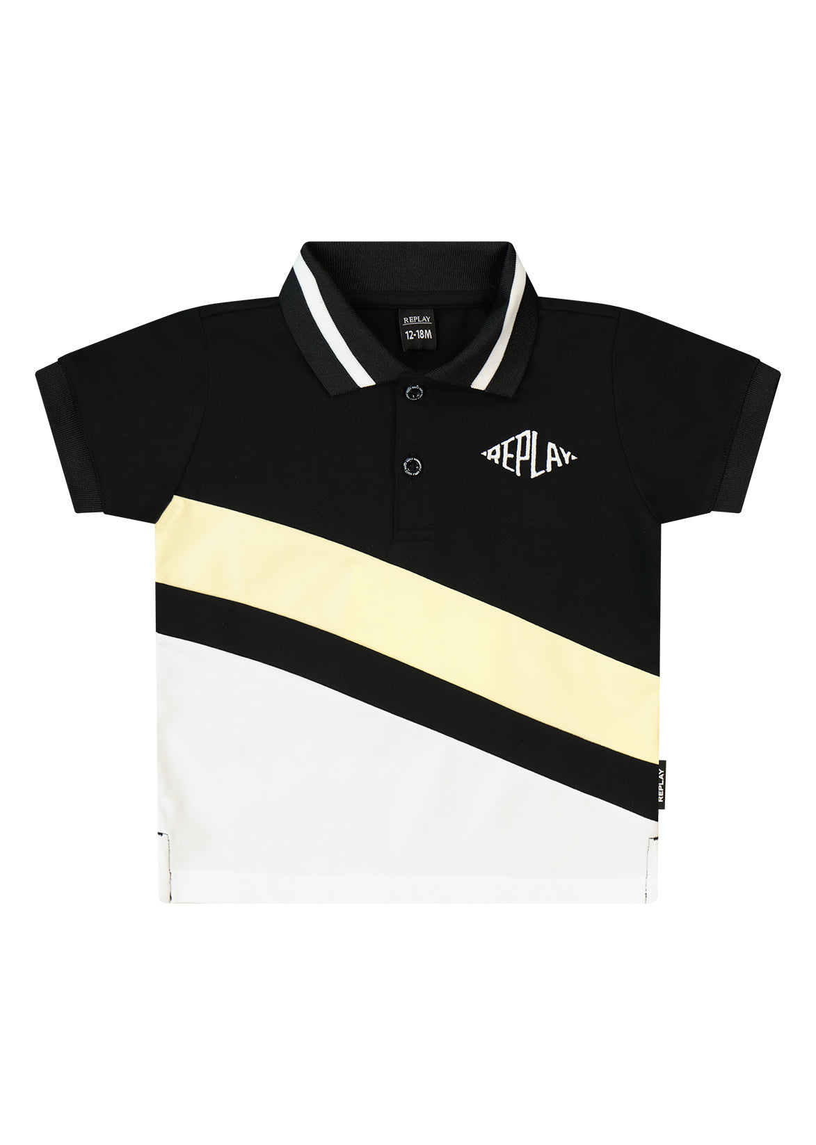 חולצת צווארון REPLAY פס אלכסוני בחזה ולוגו קטן לתינוקות BLACK / 3-6M