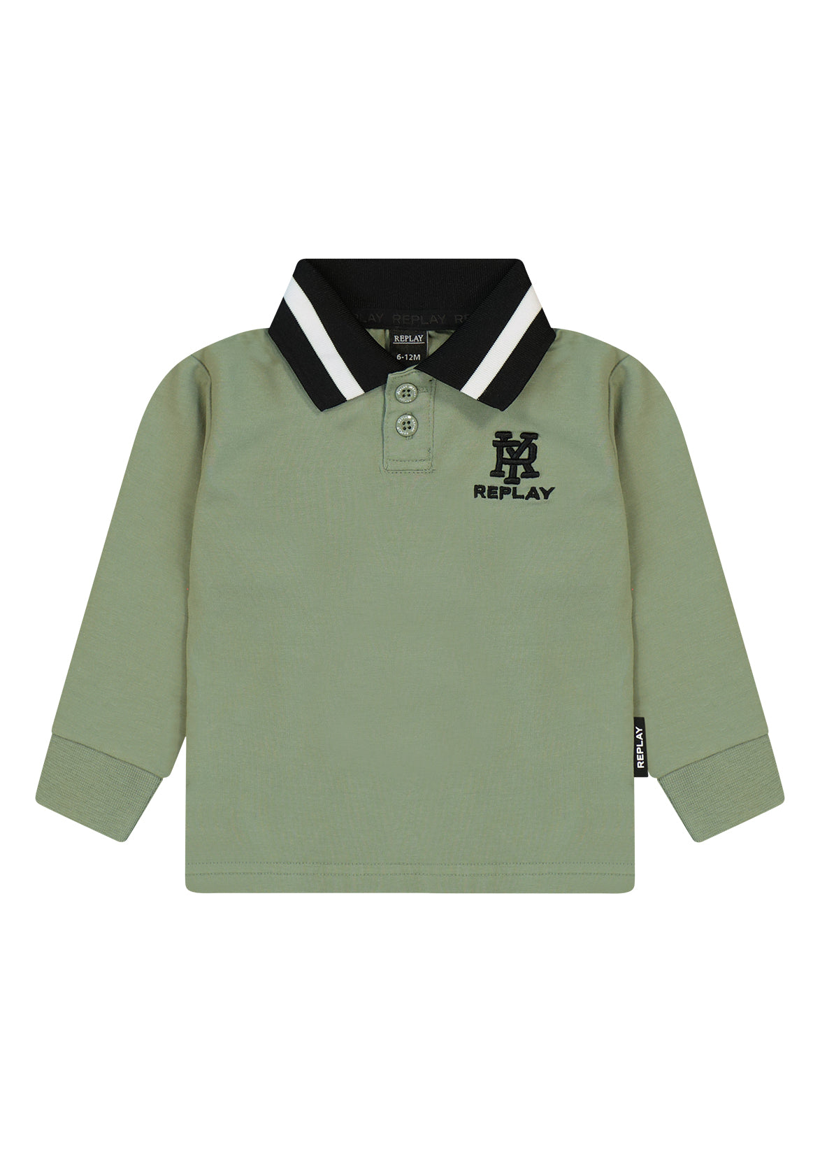 חולצת צווארון REPLAY שרוול ארוך לוגו מותג בצד לתינוקות Green / 3-6M