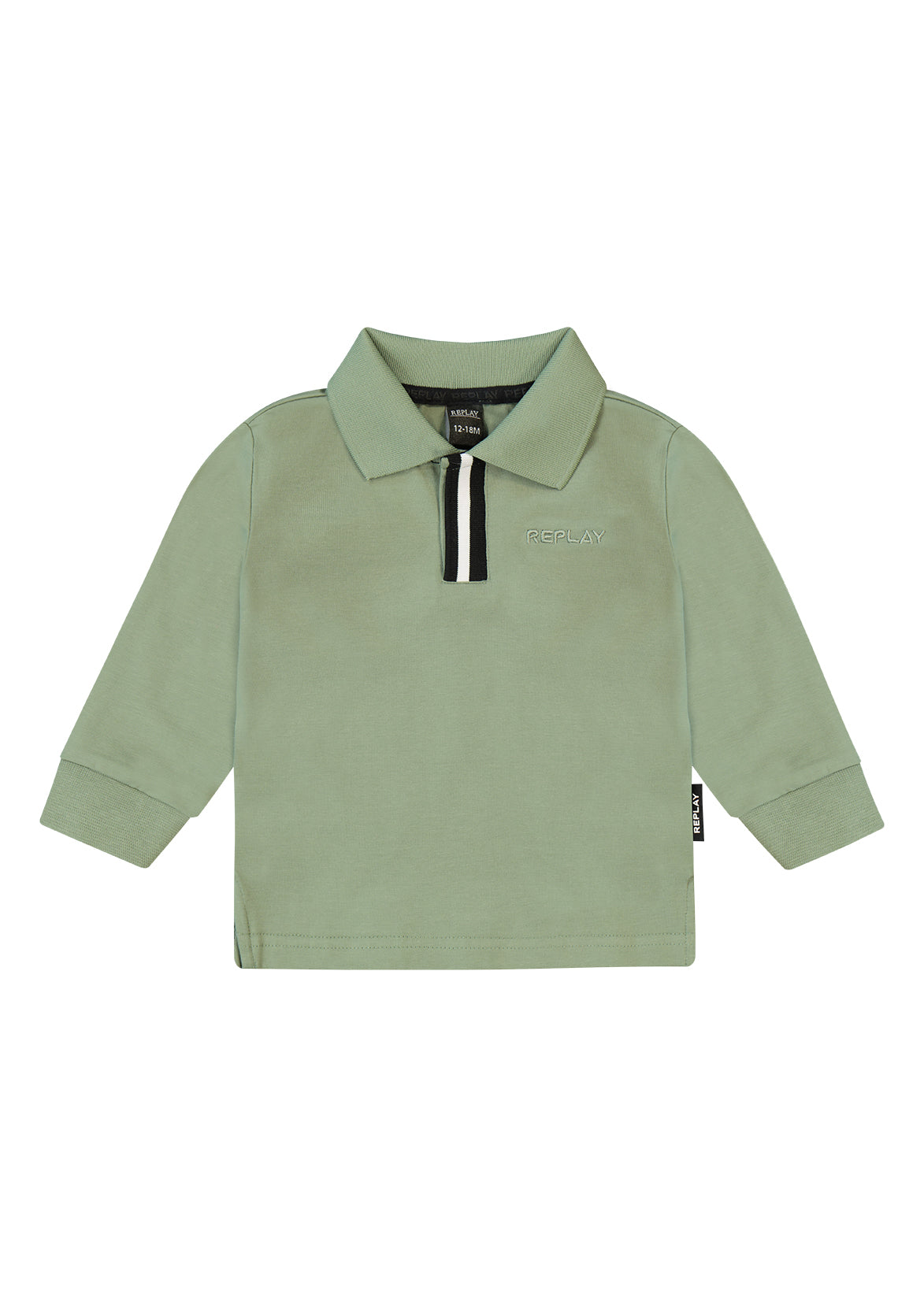 חולצת צווארון REPLAY שרוול ארוך לוגו מותגלתינוקות Green / 3-6M