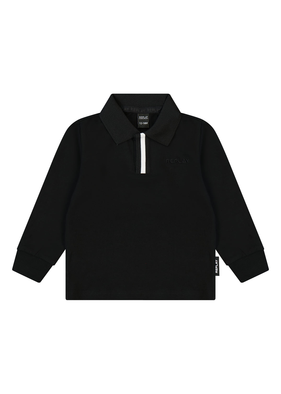 חולצת צווארון REPLAY שרוול ארוך לוגו מותגלתינוקות BLACK / 3-6M