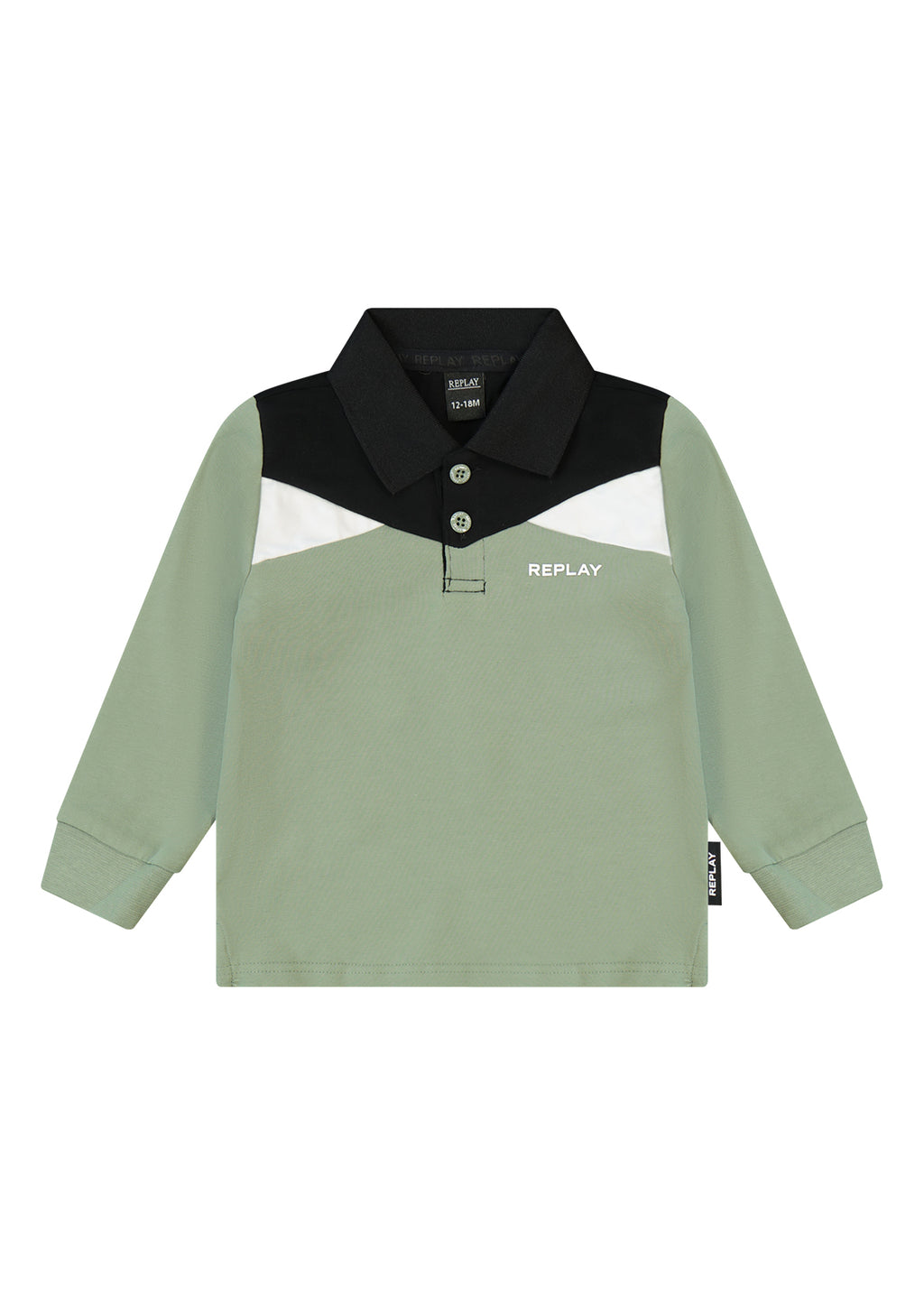 חולצת צווארון REPLAY ארוכה לוגו מותג בצד לתינוקות Green / 3-6M