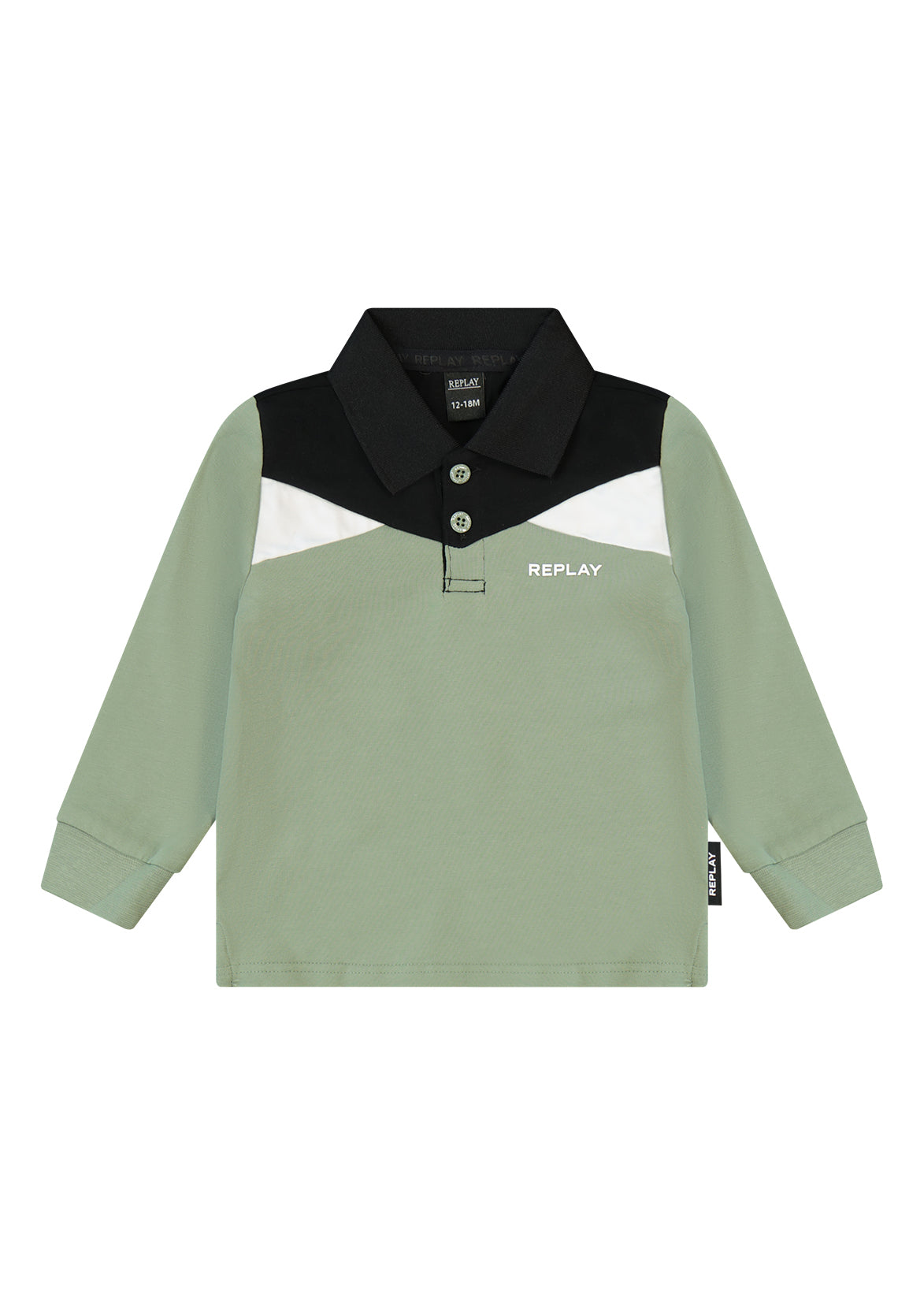 חולצת צווארון REPLAY ארוכה לוגו מותג בצד לתינוקות Green / 3-6M