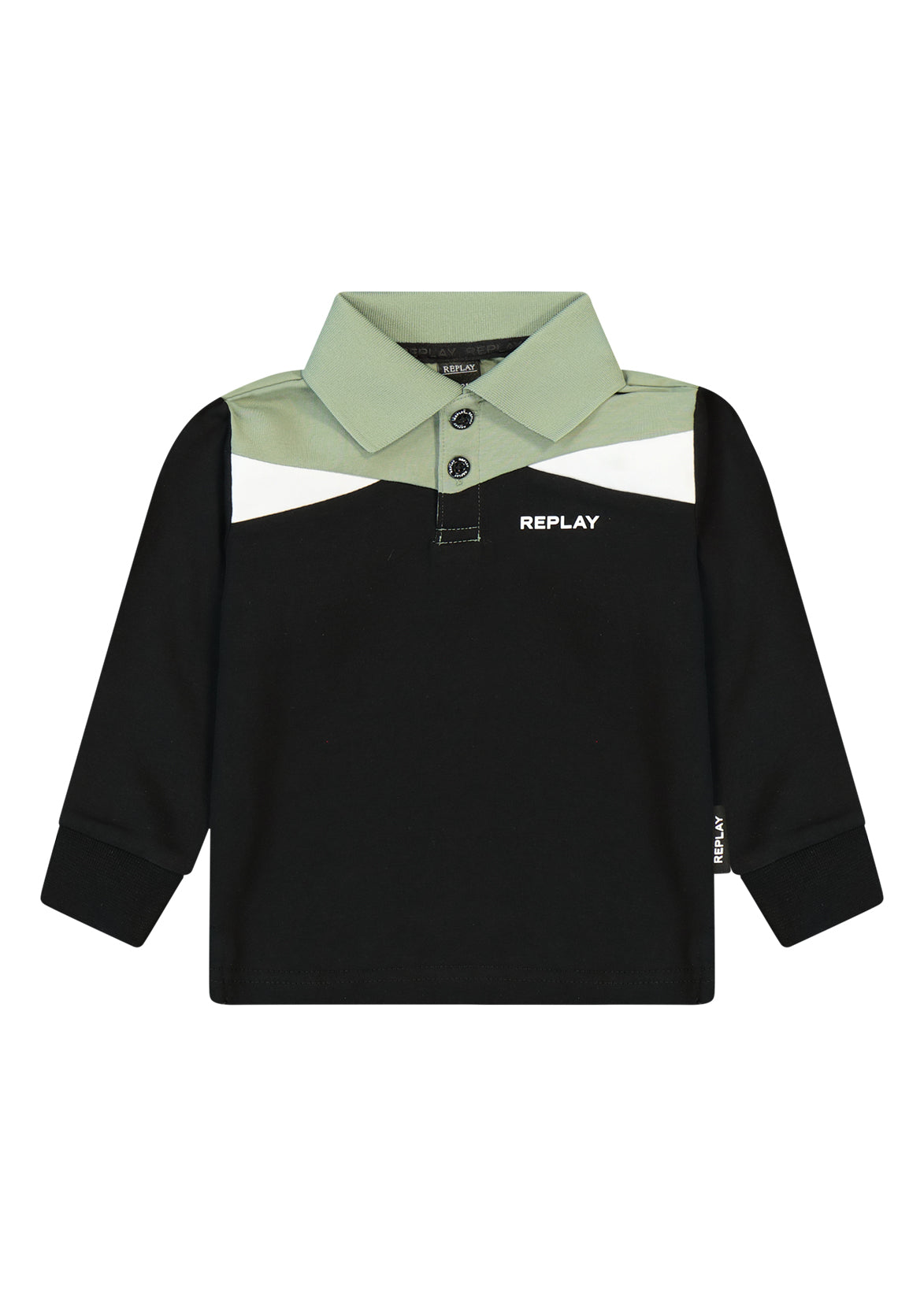 חולצת צווארון REPLAY ארוכה לוגו מותג בצד לתינוקות BLACK / 3-6M
