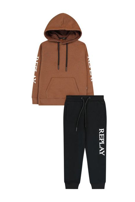 חליפת טרנינג REPLAY לוגו מותג בשרוול לילדים BROWN / 2Y