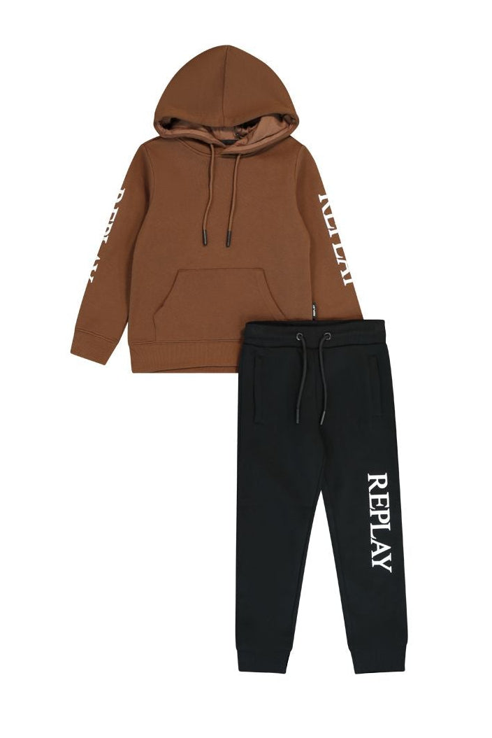 חליפת טרנינג REPLAY לוגו מותג בשרוול לילדים BROWN / 2Y