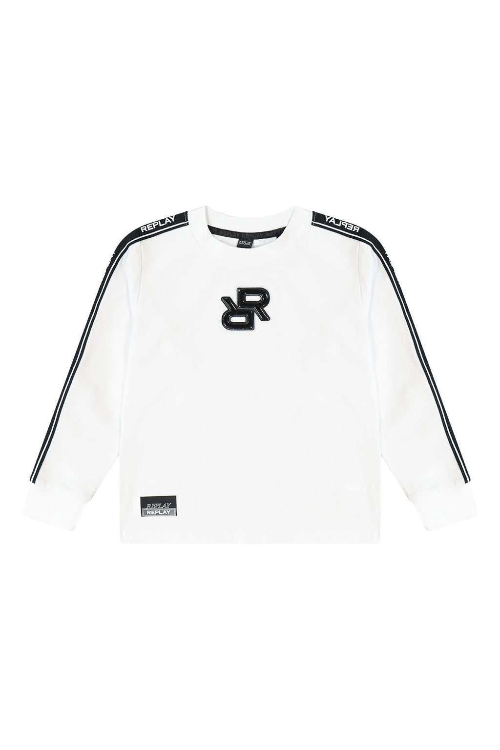 חולצת טישרט REPLAY לוגו מודפס באמצע ובשרוול לילדים WHITE / 4Y