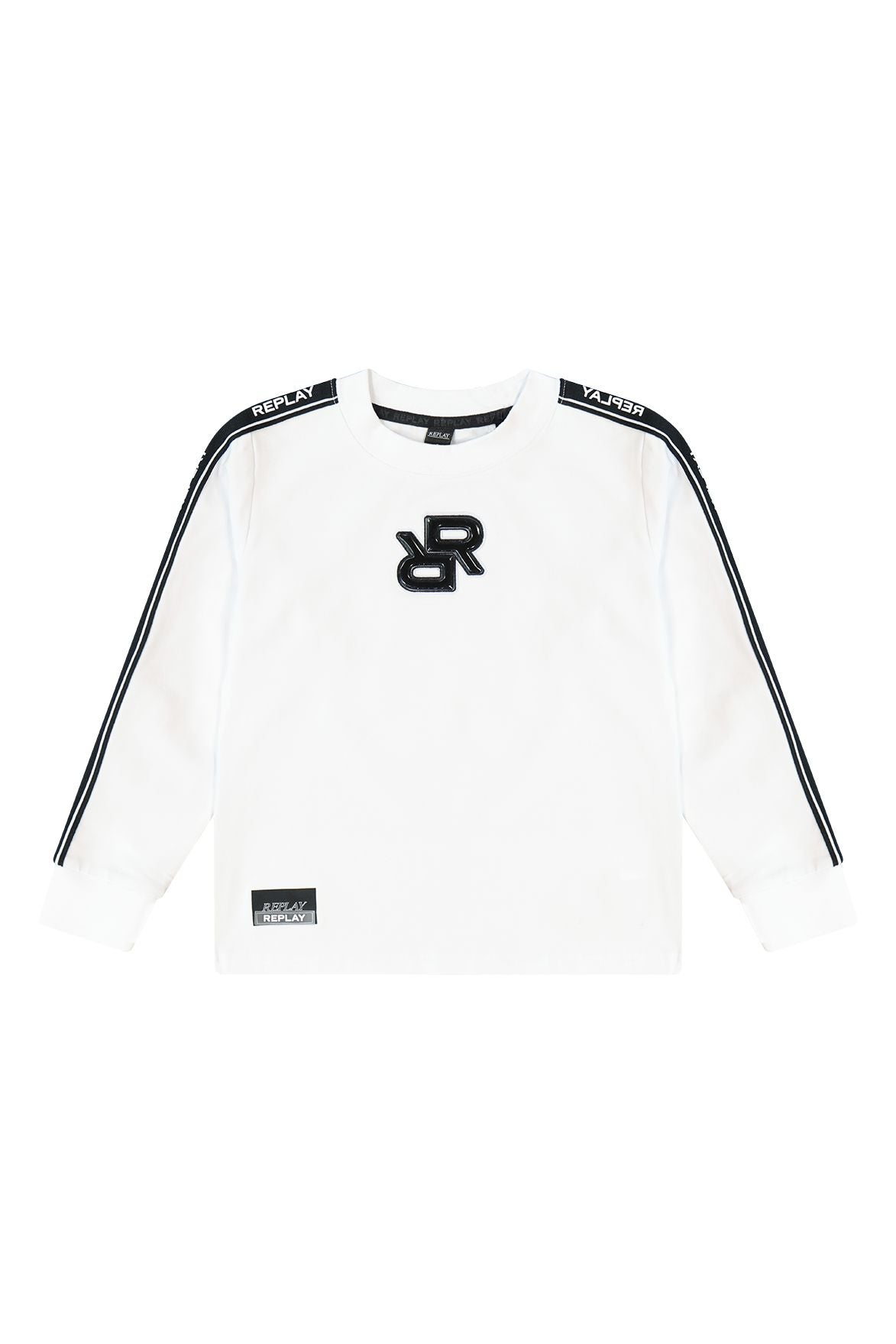 חולצת טישרט REPLAY לוגו מודפס באמצע ובשרוול לילדים WHITE / 4Y