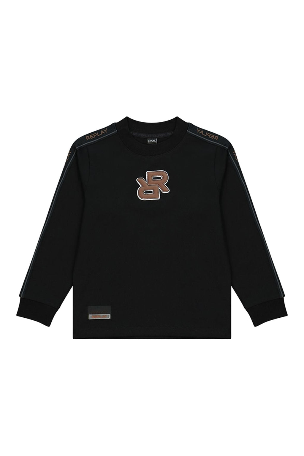 חולצת טישרט REPLAY לוגו מודפס באמצע ובשרוול לילדים BLACK / 4Y