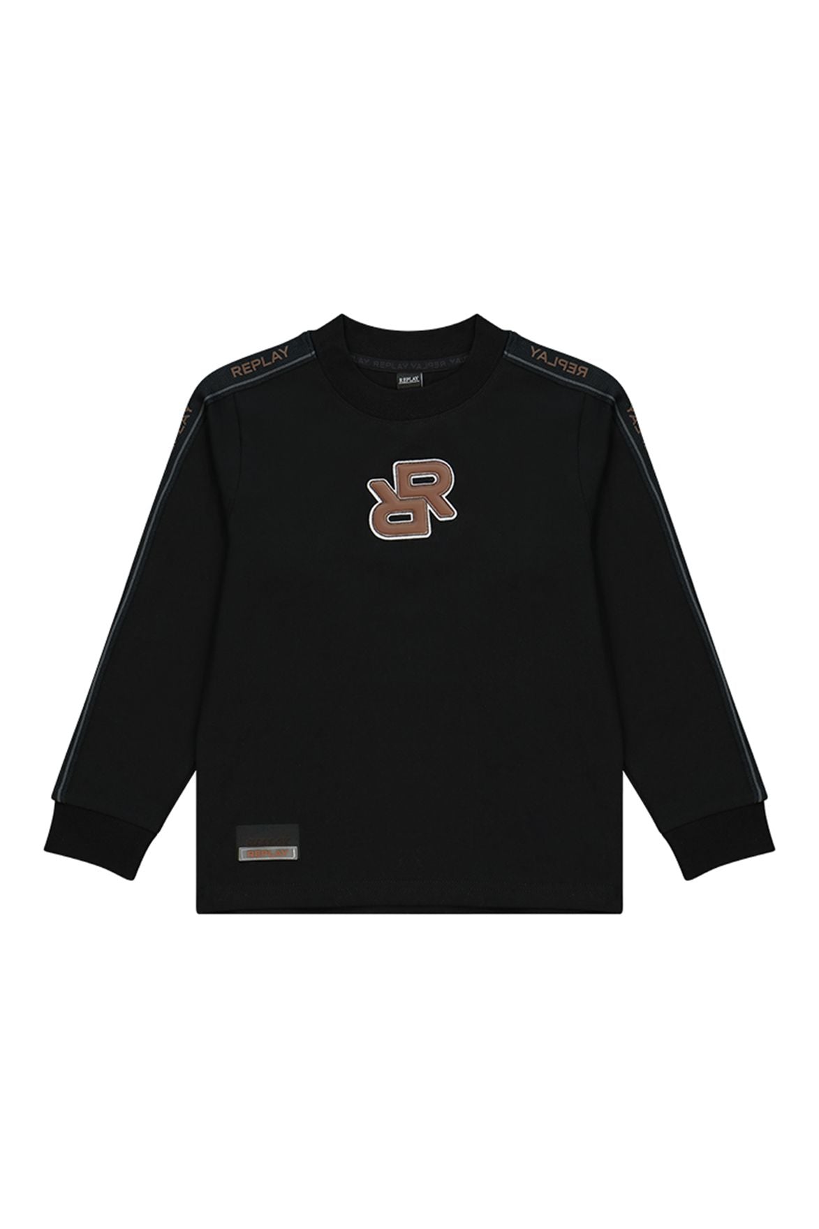 חולצת טישרט REPLAY לוגו מודפס באמצע ובשרוול לילדים BLACK / 4Y