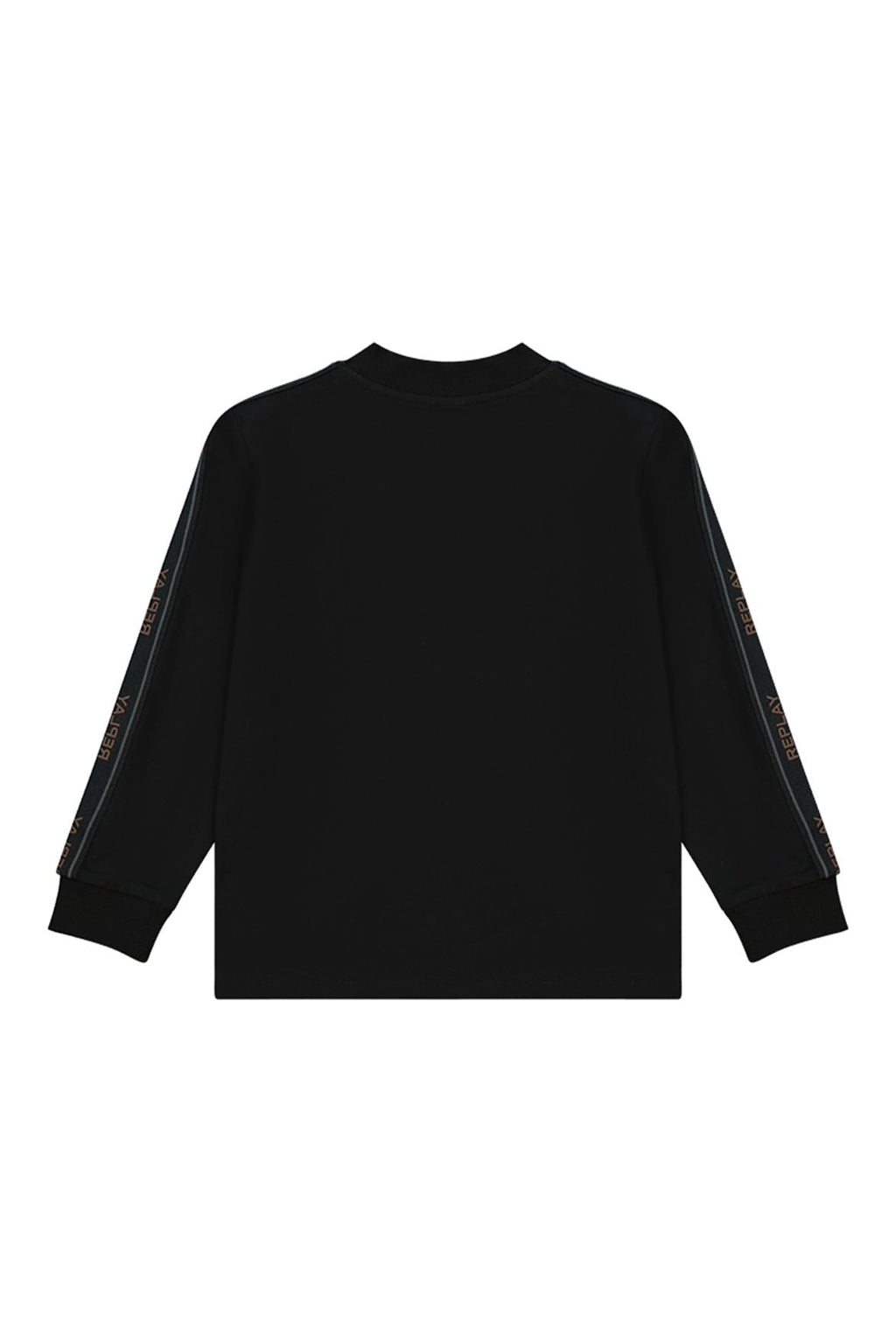 חולצת טישרט REPLAY לוגו מודפס באמצע ובשרוול לילדים BLACK / 4Y