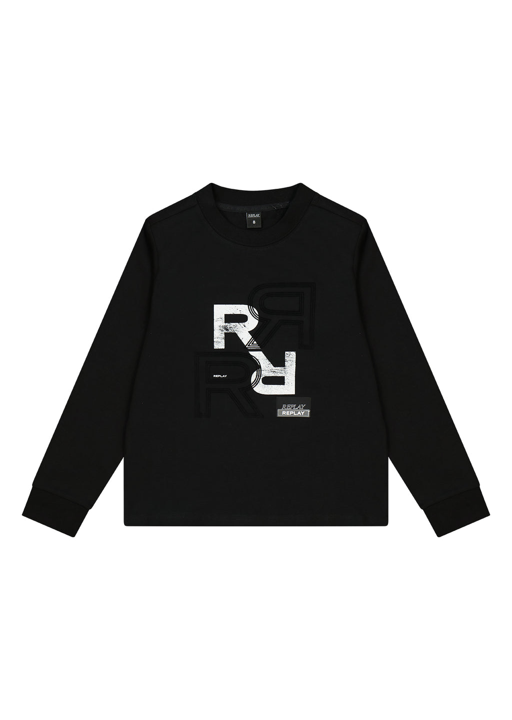 חולצת טישרט REPLAYEPLAY קלאסית לוגו בולט לילדים BLACK / 4Y