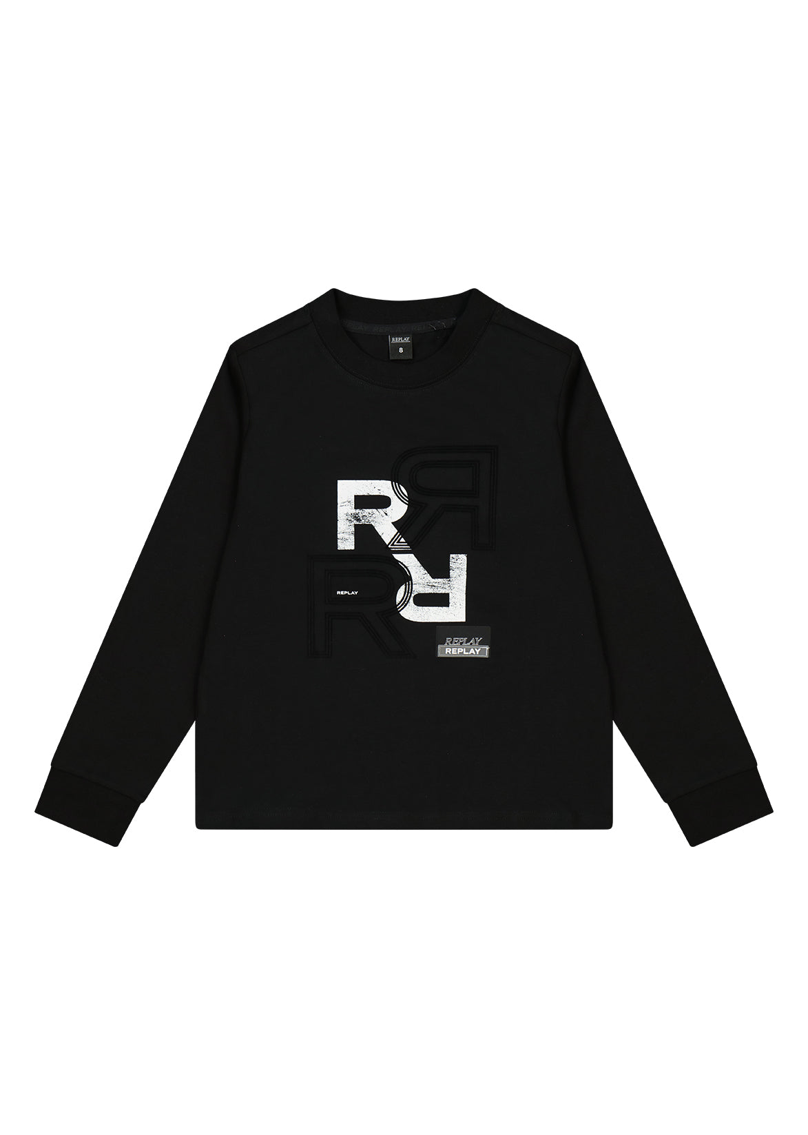 חולצת טישרט REPLAYEPLAY קלאסית לוגו בולט לילדים BLACK / 4Y