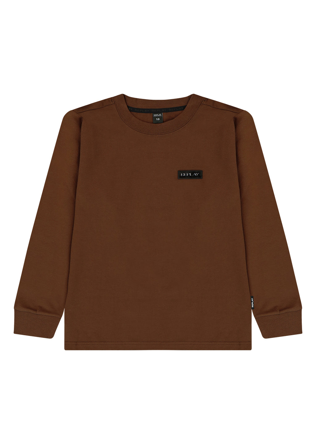 חולצת טישרט REPLAY עם תג מיתוג נקי לילדים BROWN / 4Y