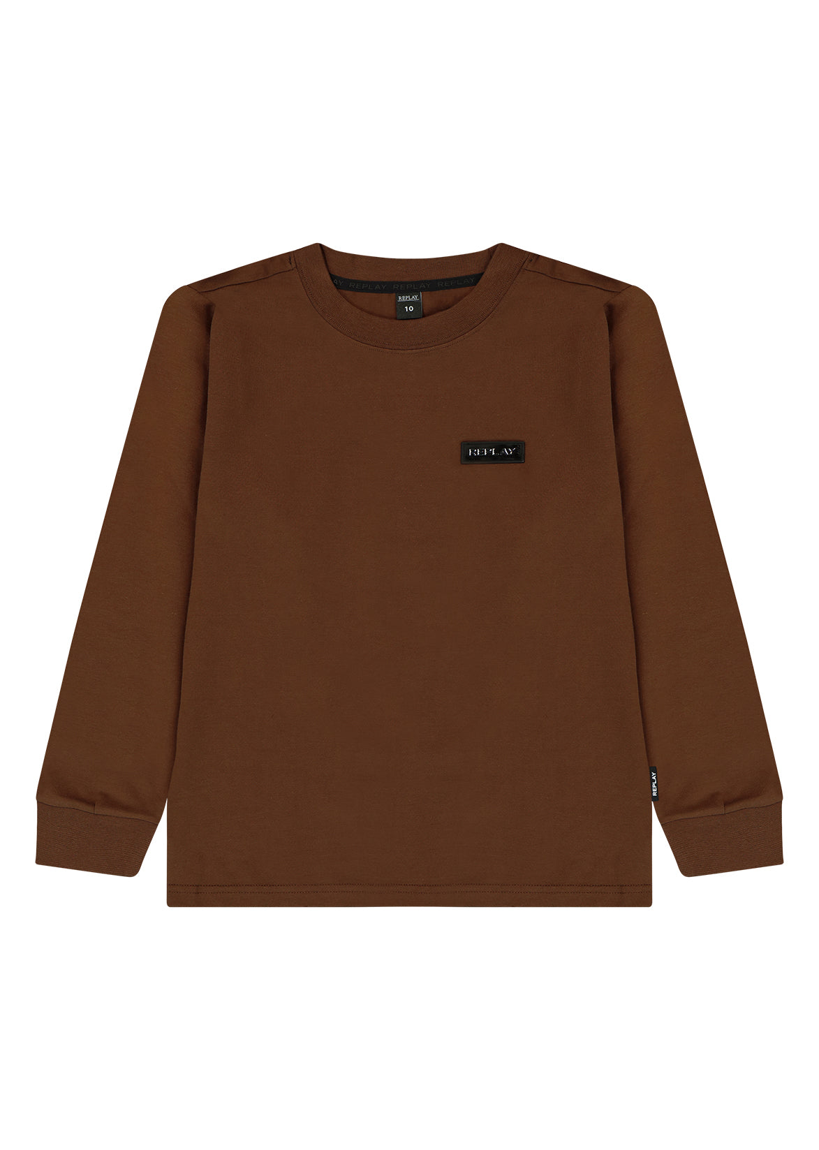 חולצת טישרט REPLAY עם תג מיתוג נקי לילדים BROWN / 4Y