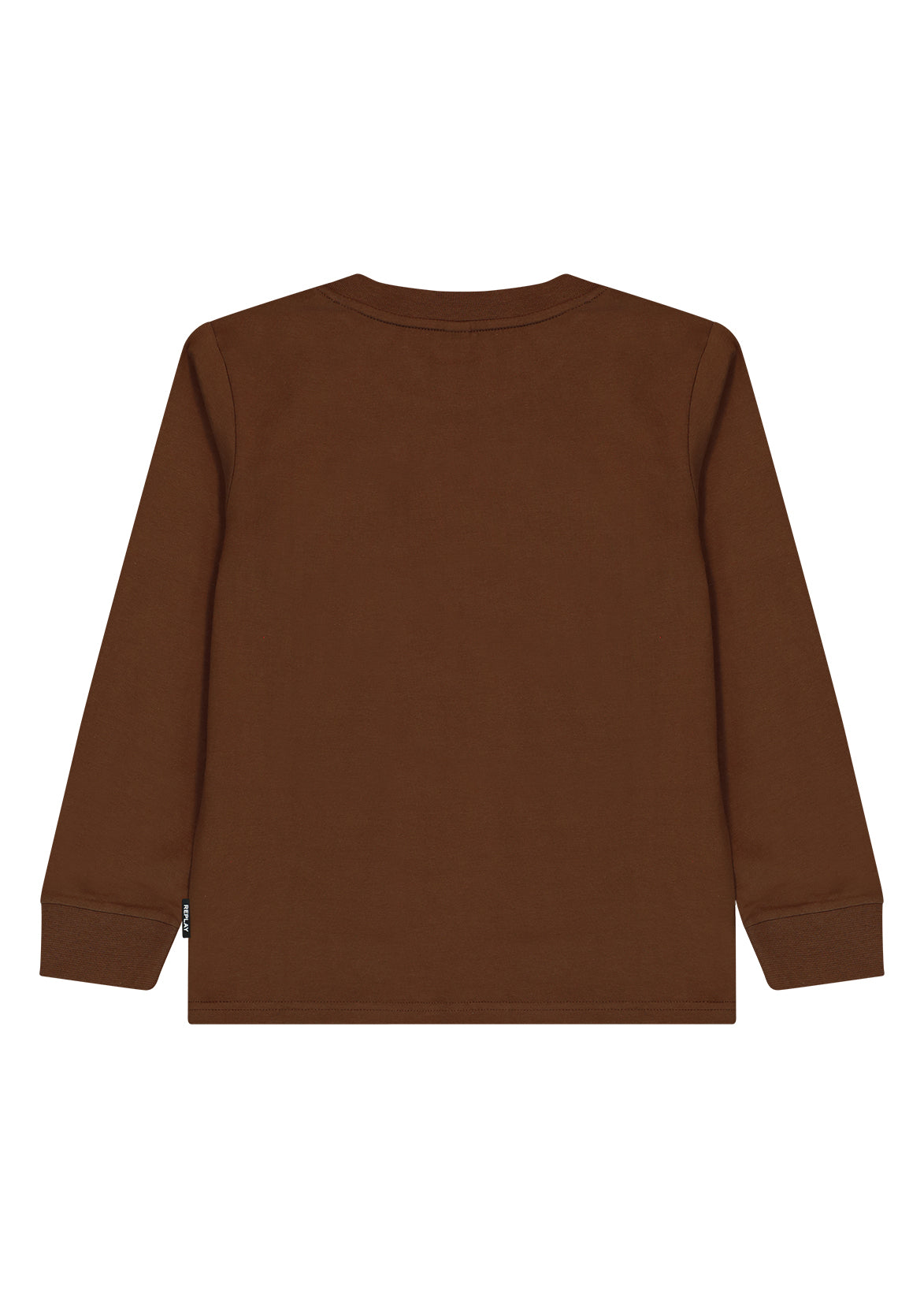 חולצת טישרט REPLAY עם תג מיתוג נקי לילדים BROWN / 4Y