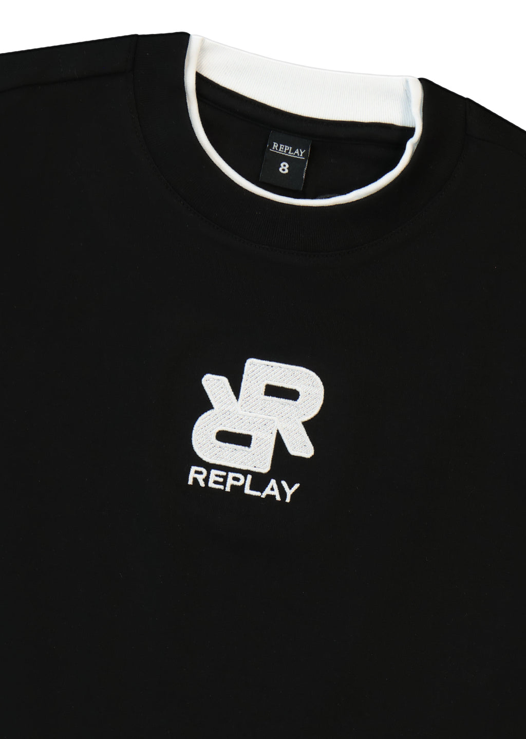 חולצת טישרט REPLAY קלאסי עם לוגו קטן בחזה לילדים BLACK / 4Y