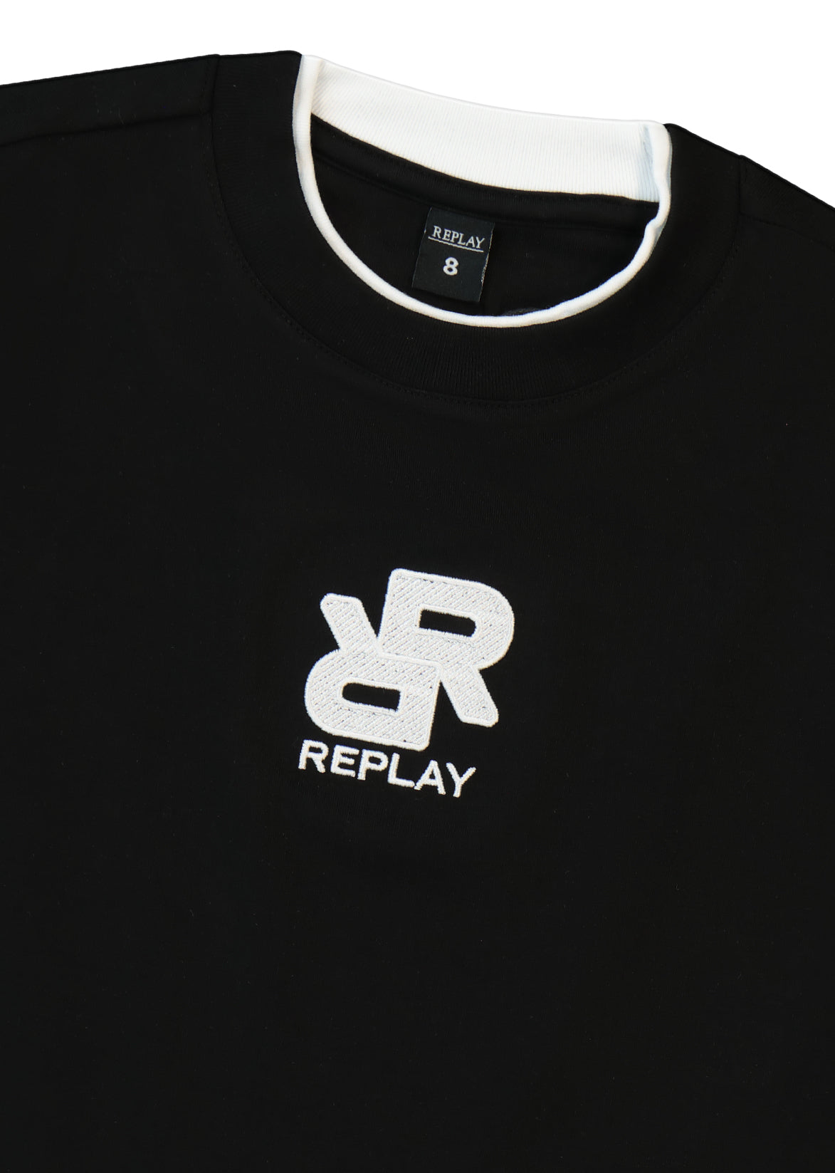 חולצת טישרט REPLAY קלאסי עם לוגו קטן בחזה לילדים BLACK / 4Y
