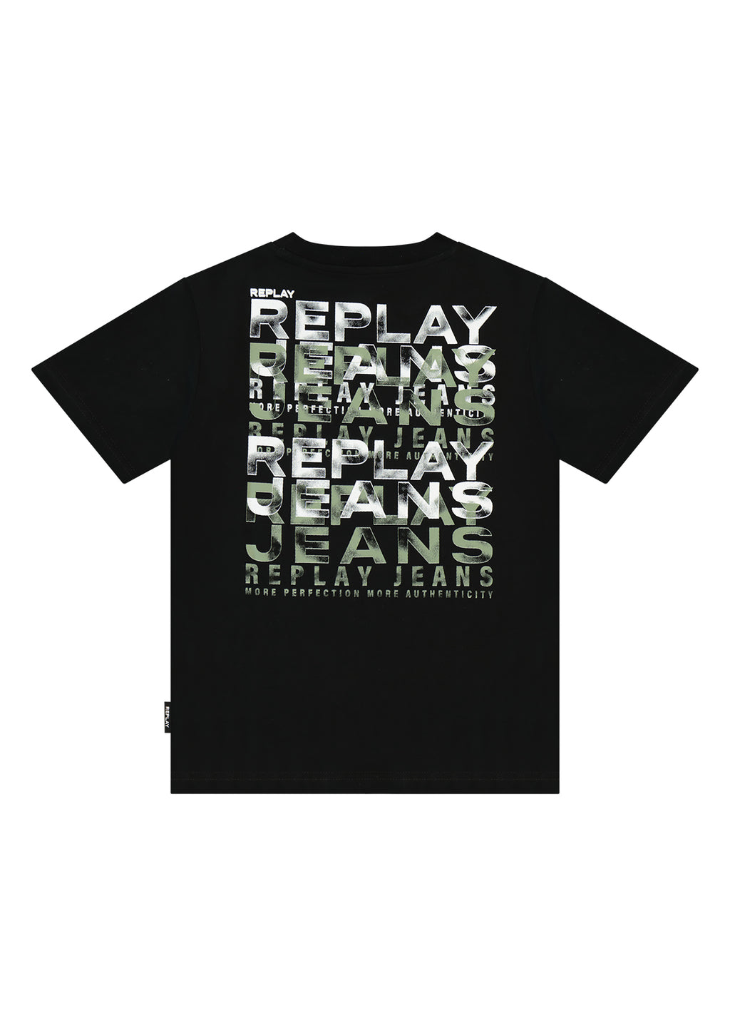 חולצת טישרט REPLAY עם גרפיקה גדולה קדמית לילדים BLACK / 4Y