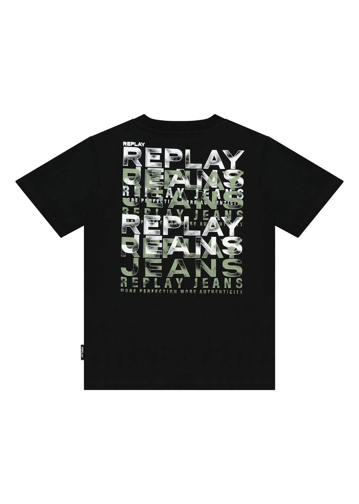 חולצת טישרט REPLAY עם גרפיקה גדולה קדמית לילדים BLACK / 4Y
