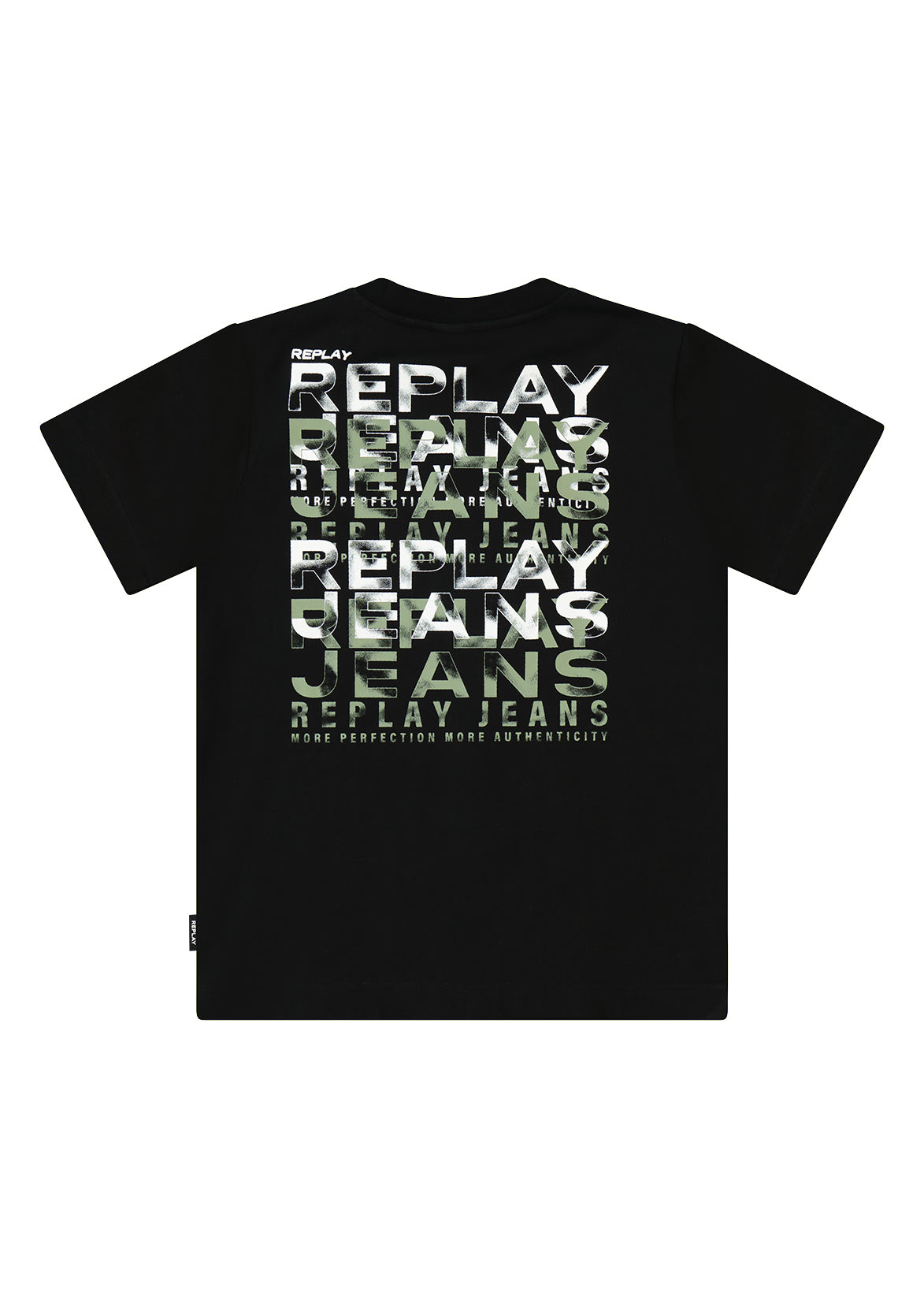 חולצת טישרט REPLAY עם גרפיקה גדולה קדמית לילדים BLACK / 4Y
