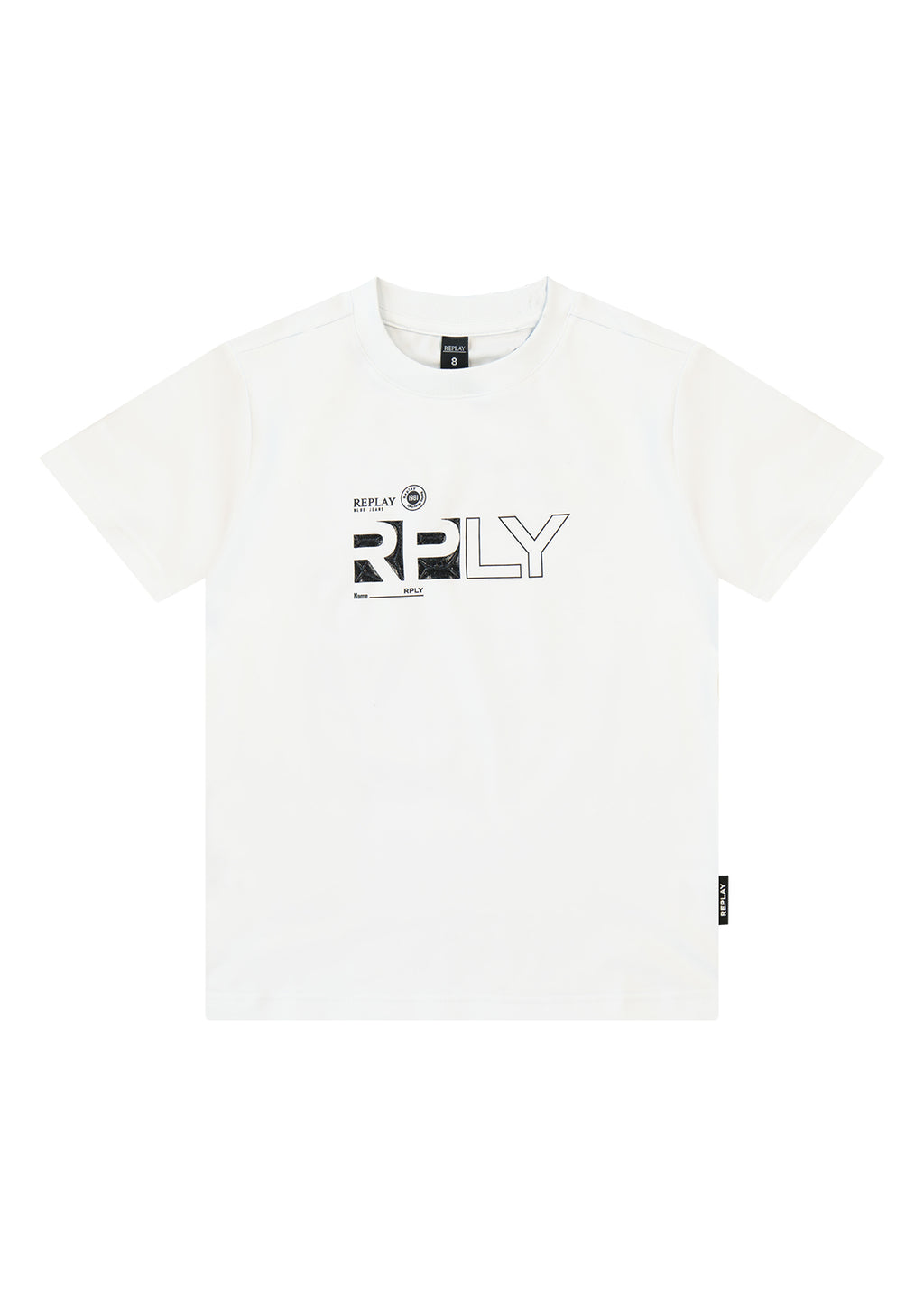 חולצת טישרט REPLAY פאץ׳ בחזה ומבנה נקי לילדים WHITE / 2Y