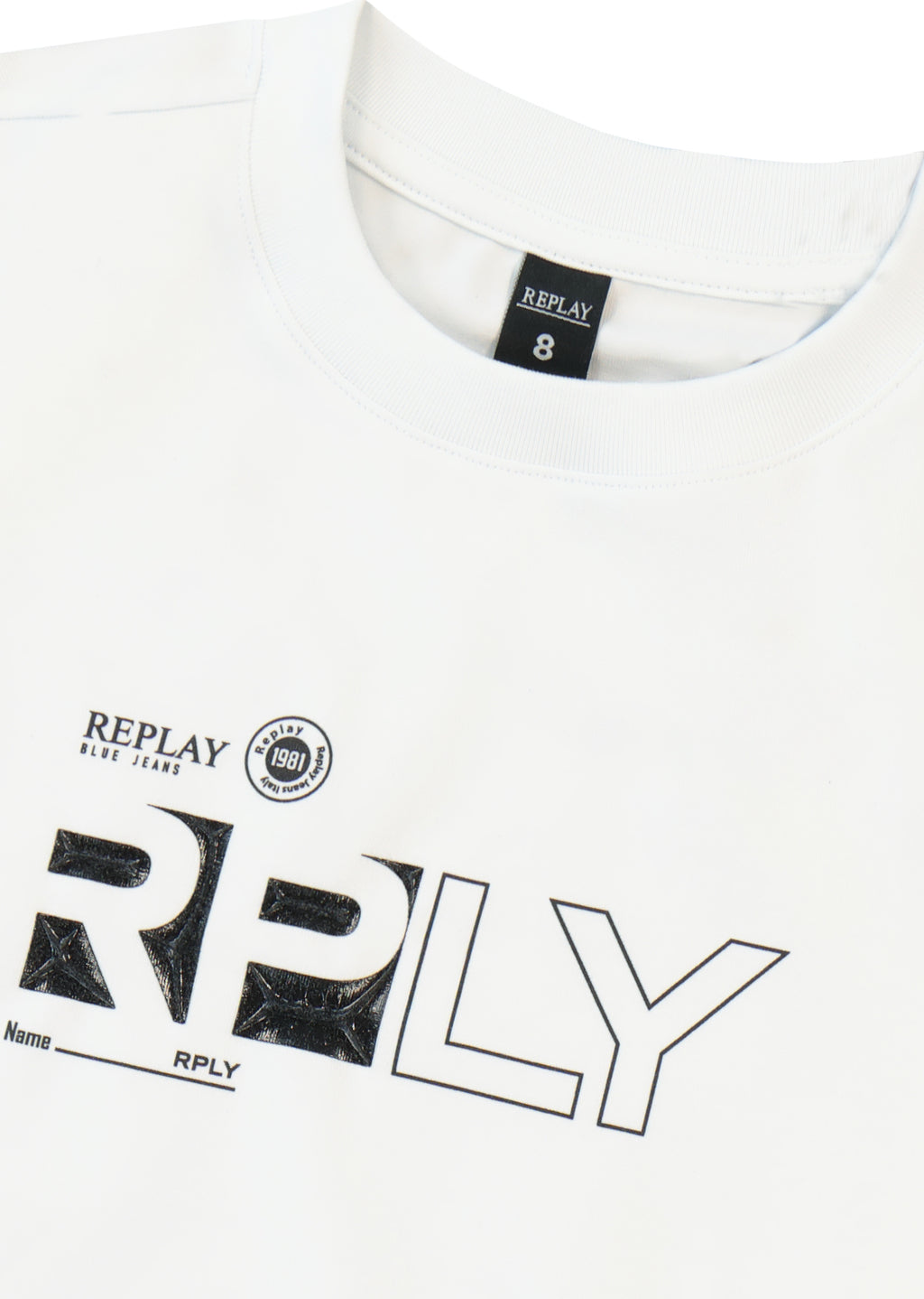 חולצת טישרט REPLAY פאץ׳ בחזה ומבנה נקי לילדים WHITE / 2Y