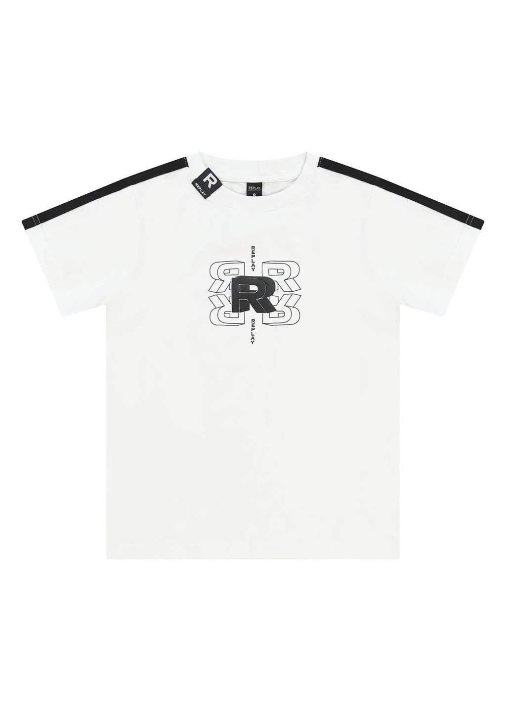 חולצת טישרט REPLAY עם פאץ׳ מרובע בחזה לילדים WHITE / 2Y