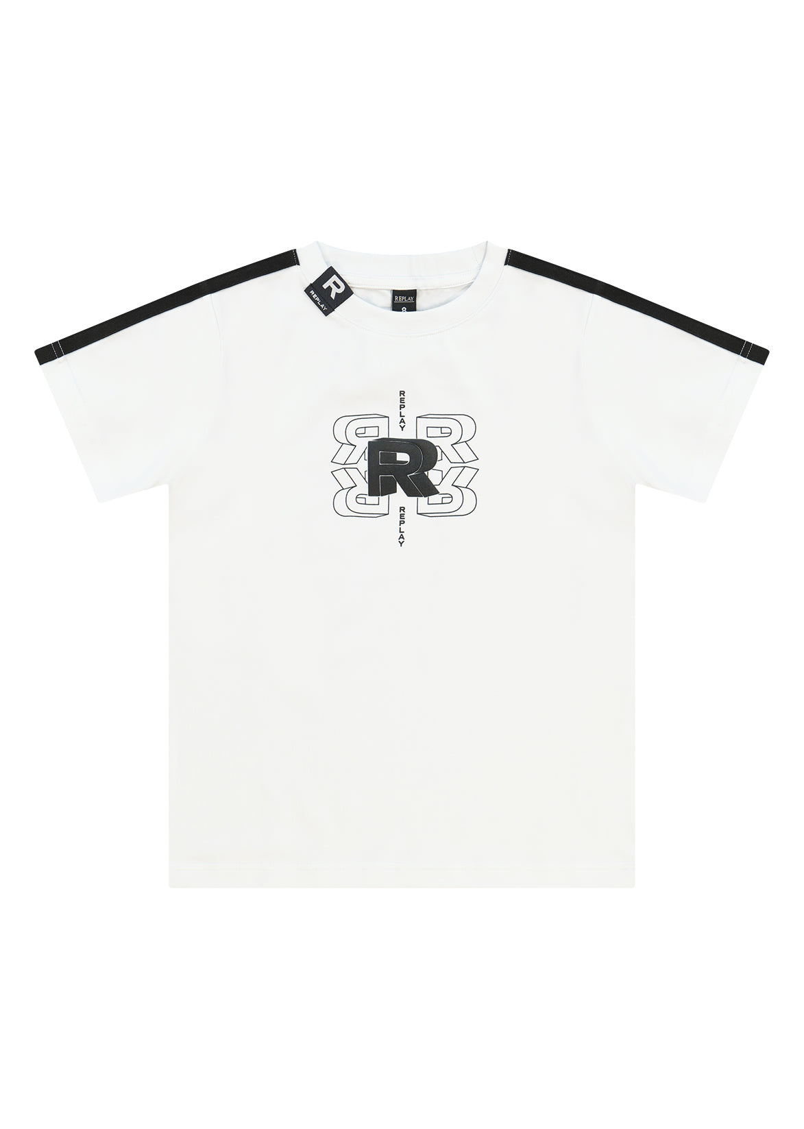 חולצת טישרט REPLAY עם פאץ׳ מרובע בחזה לילדים WHITE / 2Y