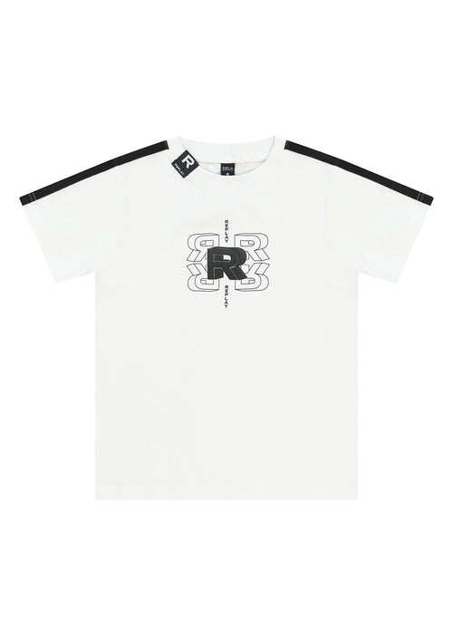 חולצת טישרט REPLAY עם פאץ׳ מרובע בחזה לילדים WHITE / 2Y