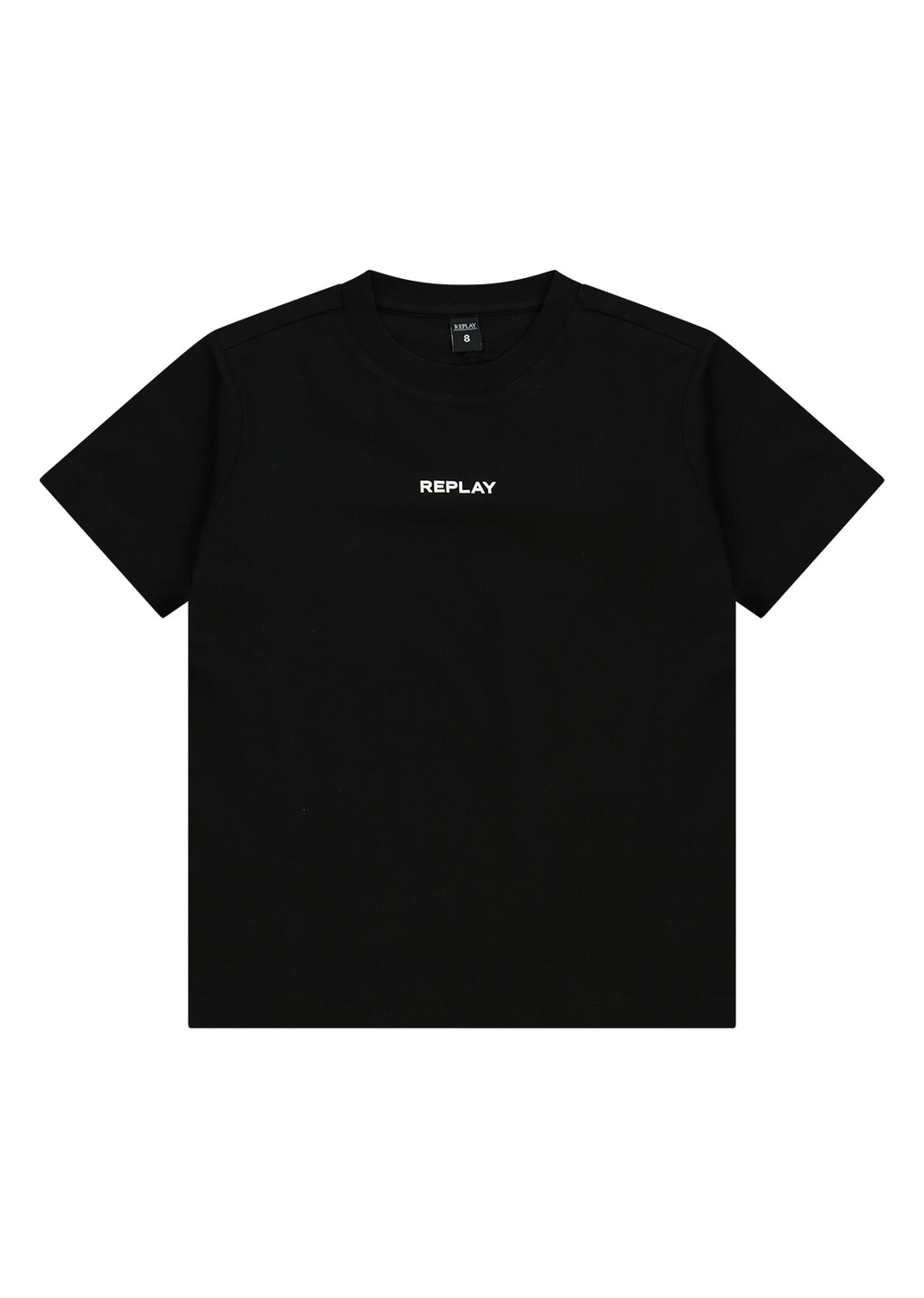 חולצת טישרט REPLAY בסיס עם לוגו קטן קדמי לילדים BLACK / 2Y