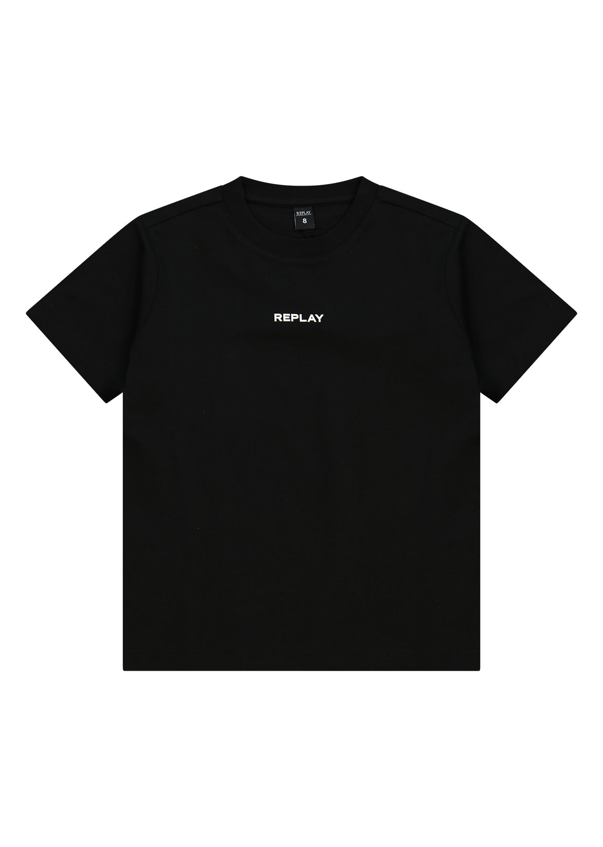 חולצת טישרט REPLAY בסיס עם לוגו קטן קדמי לילדים BLACK / 2Y