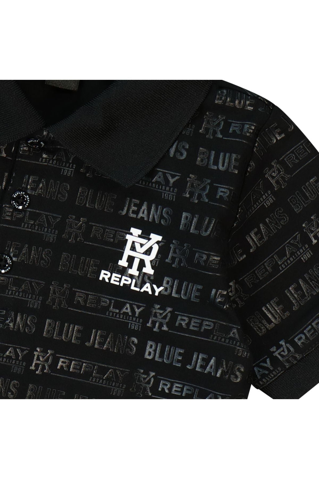 חולצת צווארון REPLAY בעיצוב ייחודי לילדים Black / 4Y