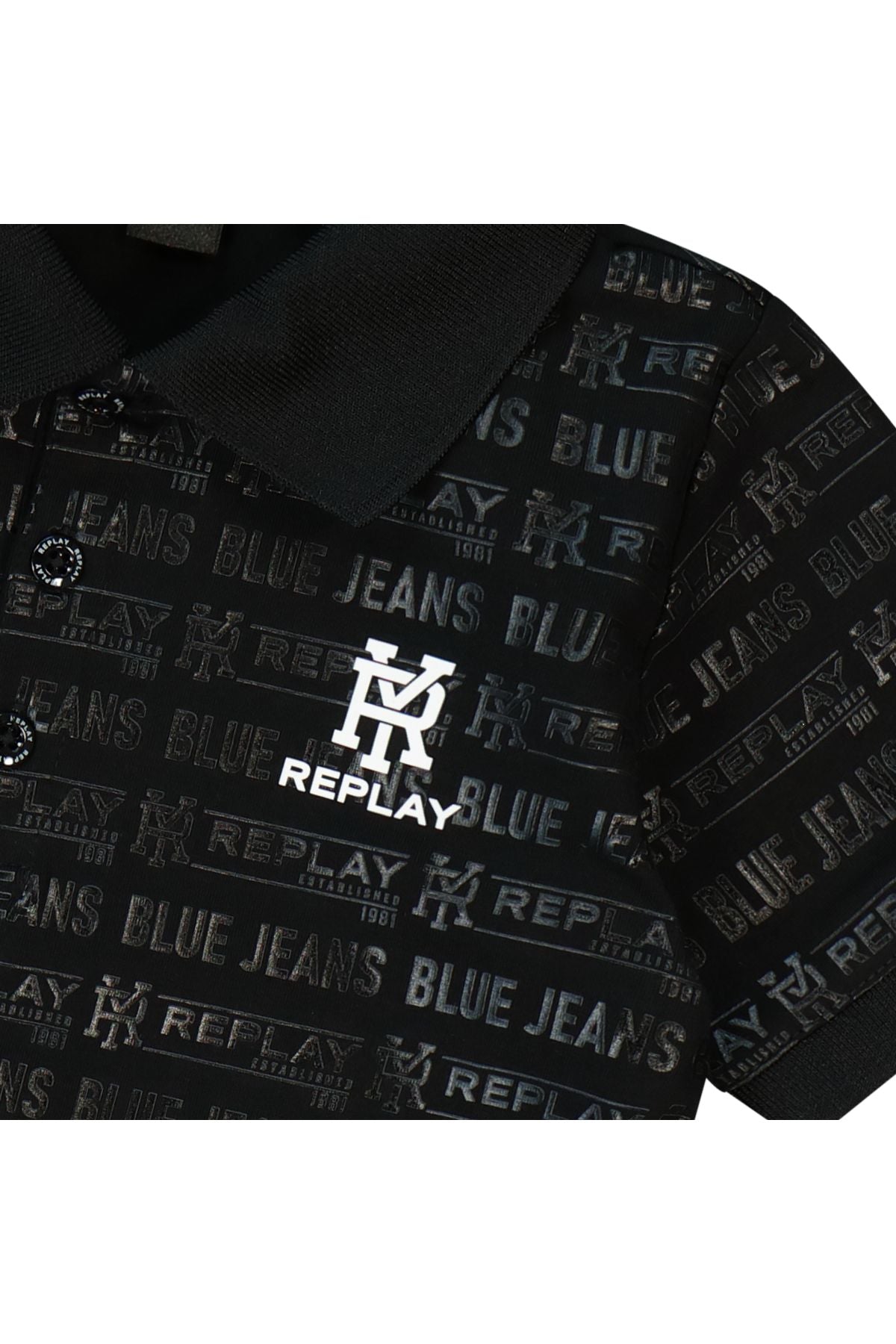 חולצת צווארון REPLAY בעיצוב ייחודי לילדים Black / 4Y