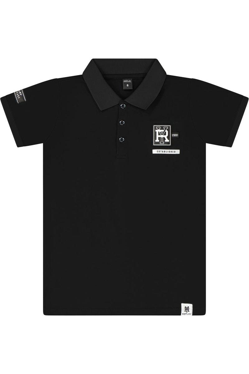 חולצת צווארון REPLAY לוגו פאץ' בצד לילדים