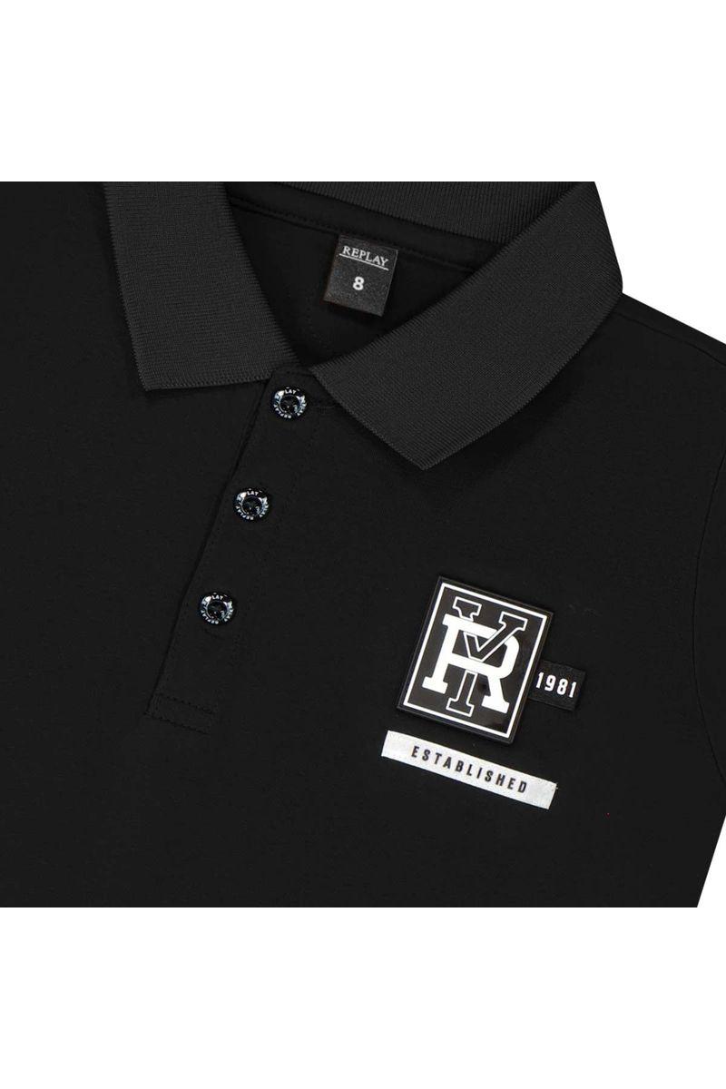 חולצת צווארון REPLAY לוגו פאץ' בצד לילדים
