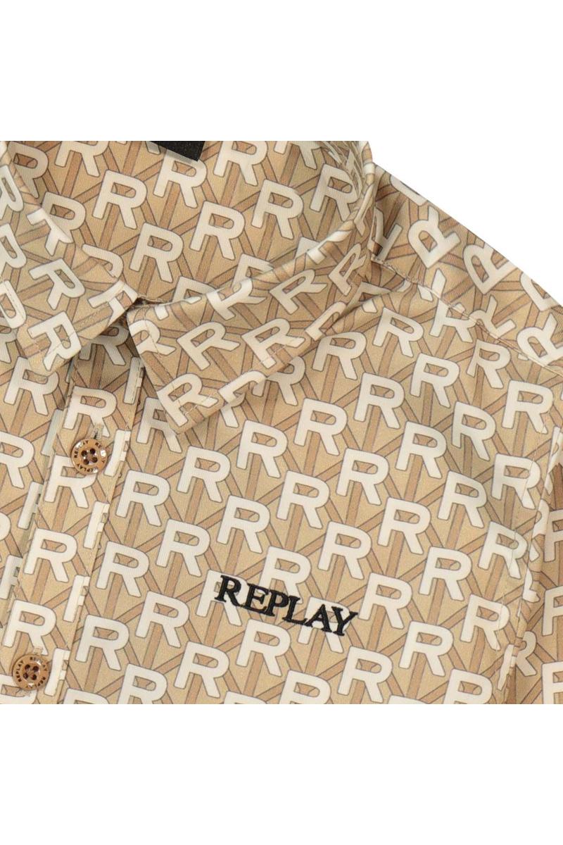 חולצה מכופתרת REPLAY לוגו מונוגרמה לילדים