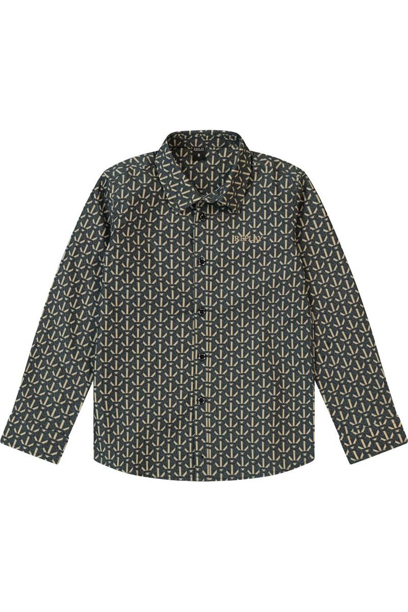 חולצה מכופתרת REPLAY לוגו מונוגרמה לילדים