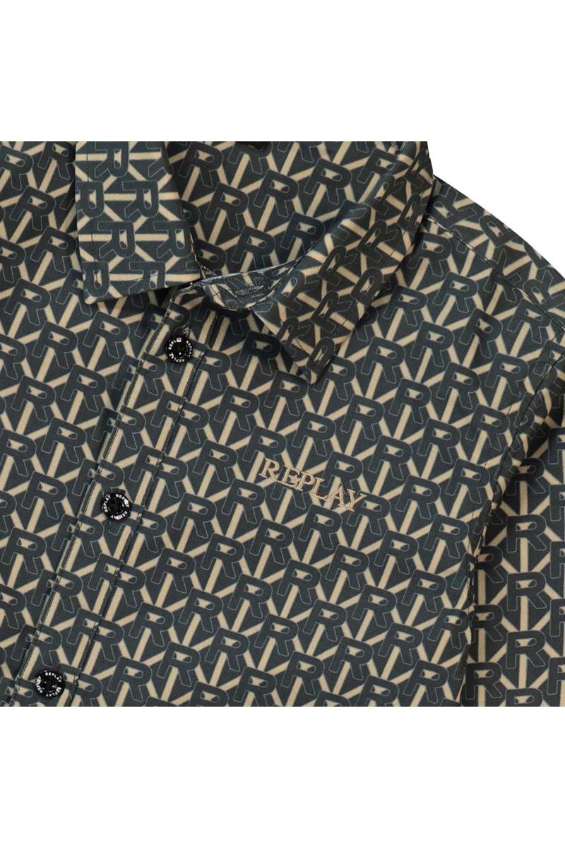 חולצה מכופתרת REPLAY לוגו מונוגרמה לילדים