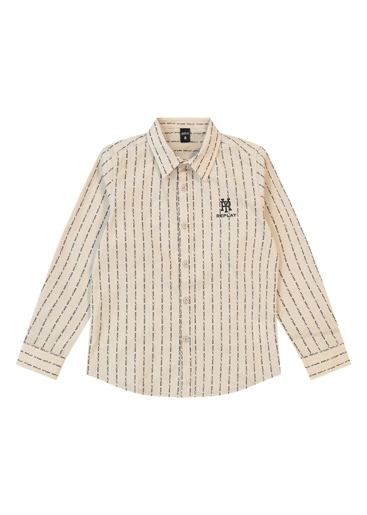 חולצה מכופתרת REPLAY עם כיס חזה קטן וגזרה קלאסית לילדים BEIGE / 4Y