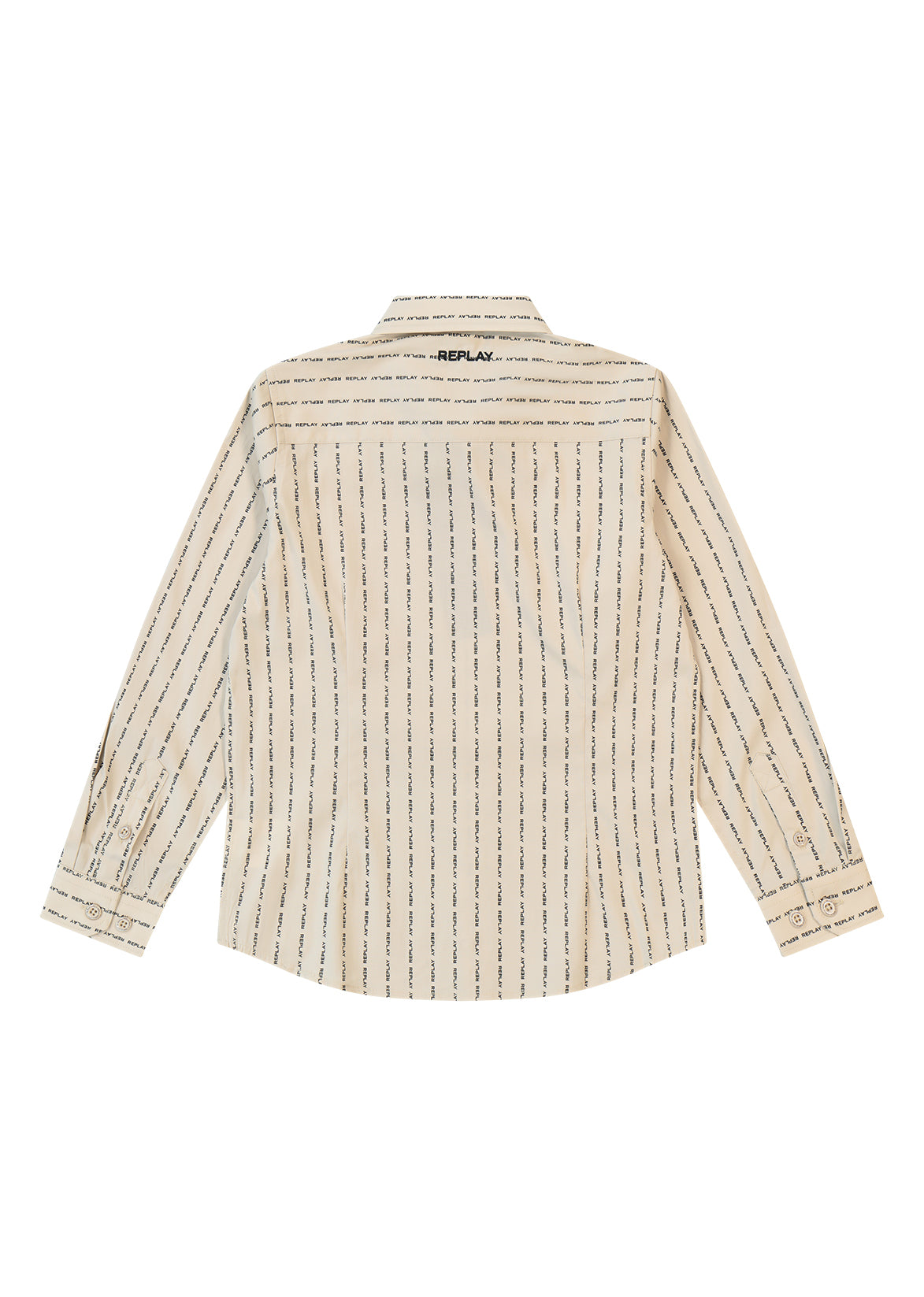 חולצה מכופתרת REPLAY עם כיס חזה קטן וגזרה קלאסית לילדים BEIGE / 4Y