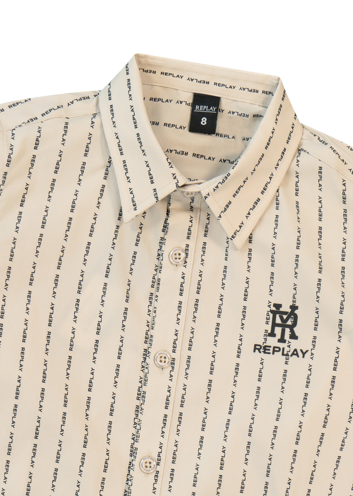 חולצה מכופתרת REPLAY עם כיס חזה קטן וגזרה קלאסית לילדים BEIGE / 4Y