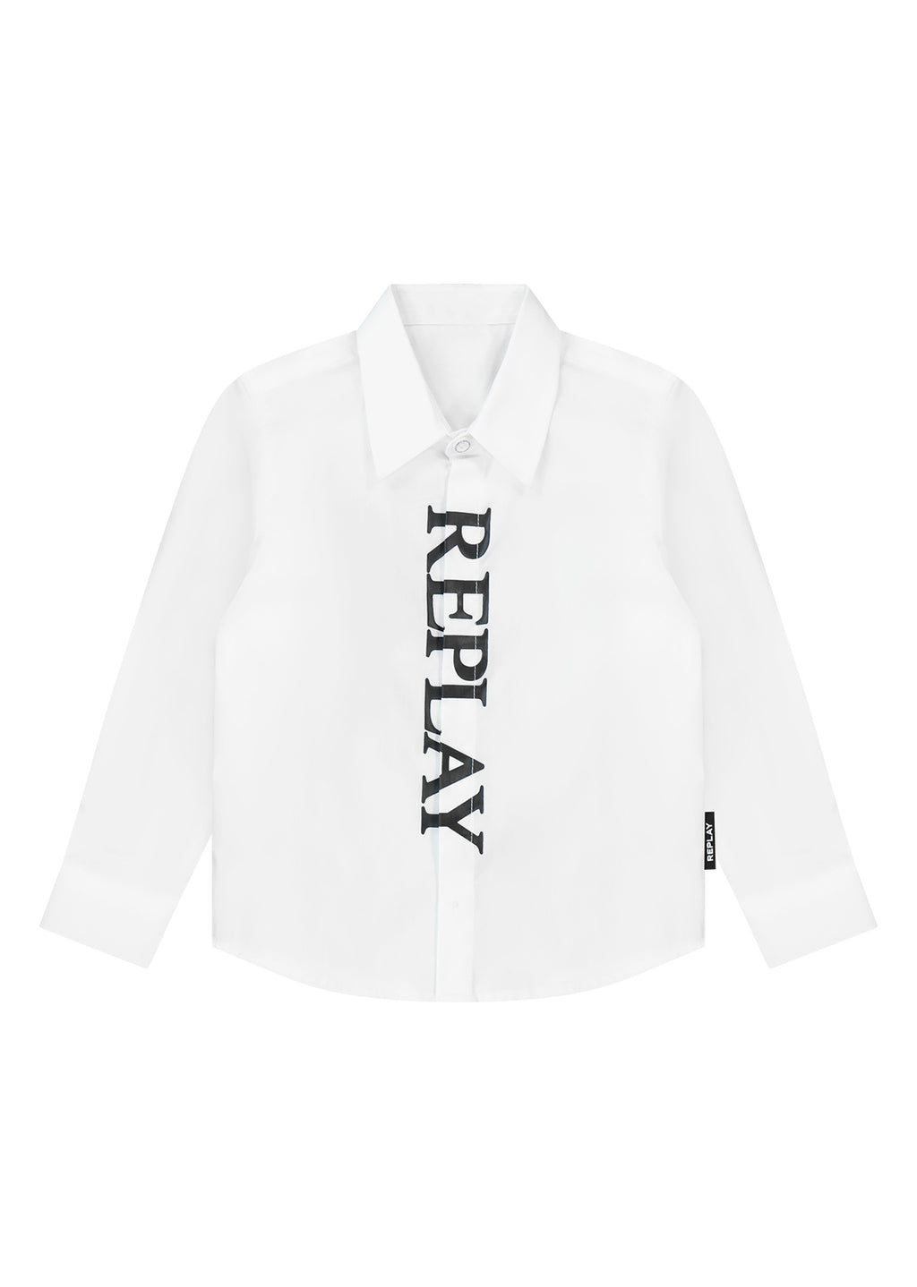 חולצה מכופתרת REPLAY עם לוגו גדול אנכי בצד לילדים WHITE / 4Y