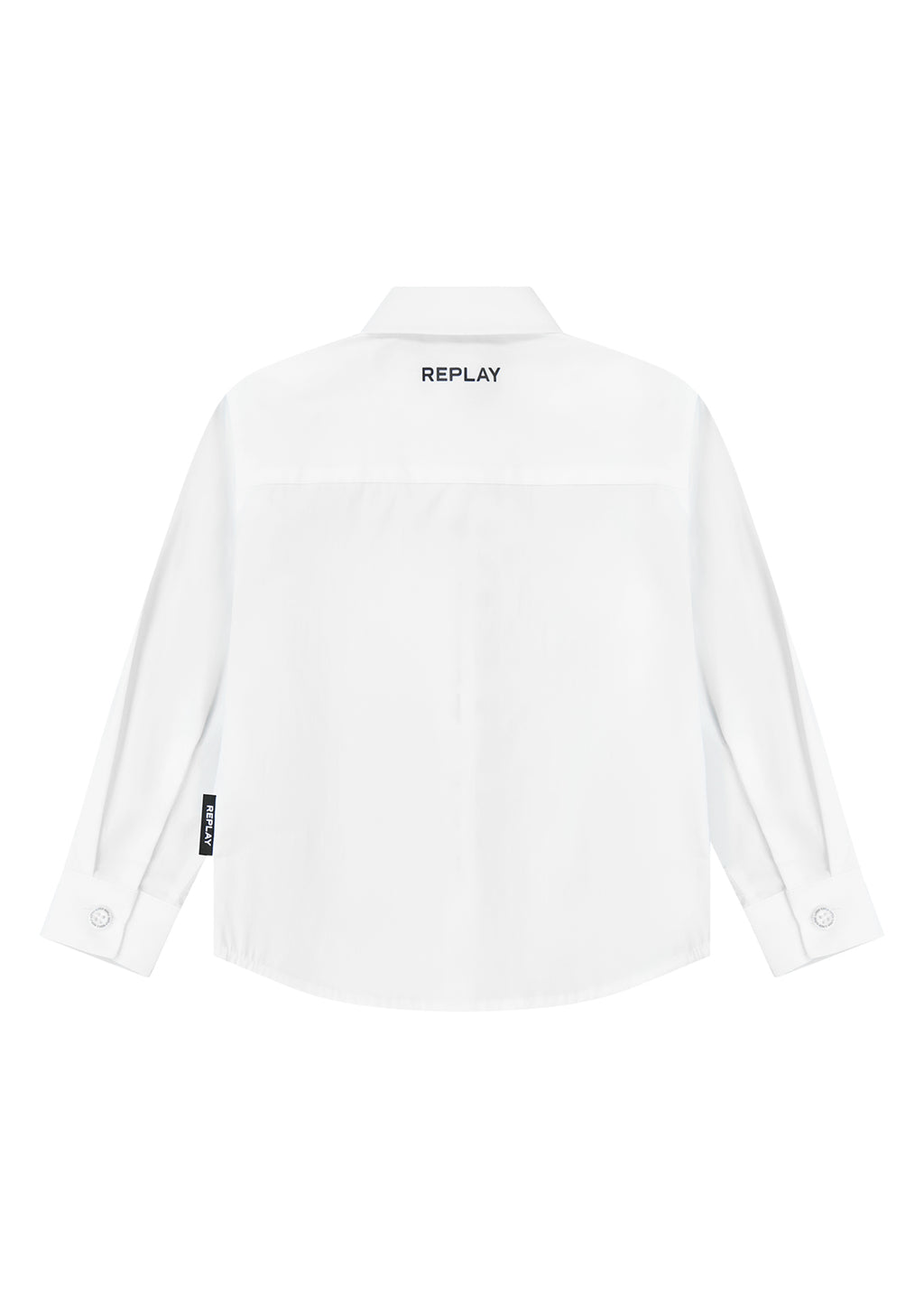 חולצה מכופתרת REPLAY עם לוגו גדול אנכי בצד לילדים WHITE / 4Y