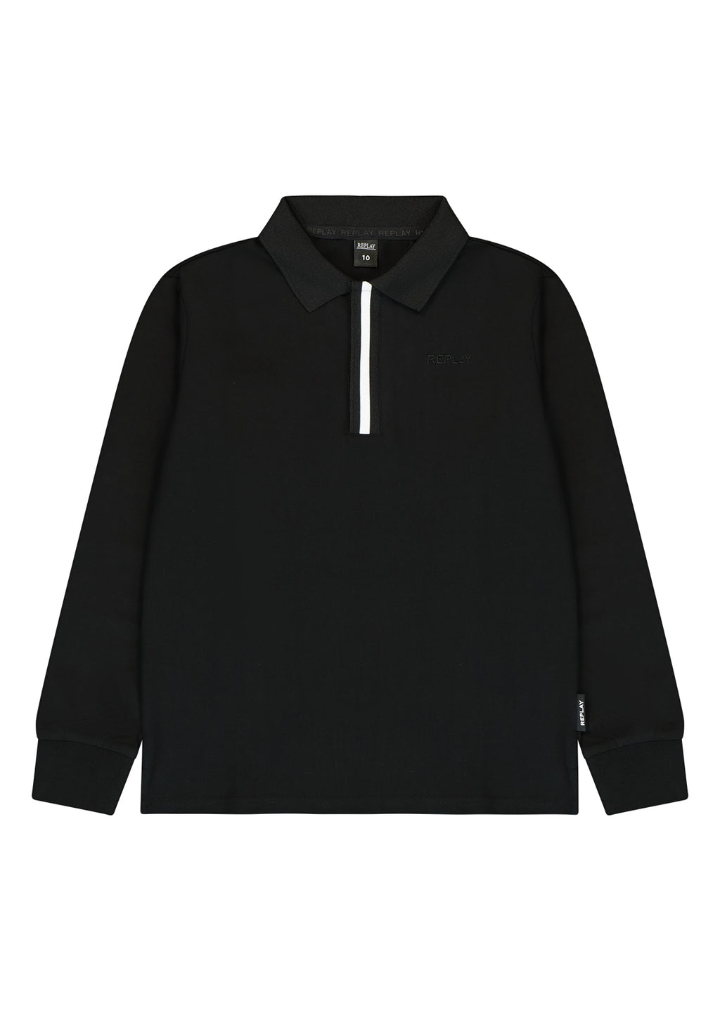 חולצת צווארון REPLAY שרוול ארוך לוגו מותגלילדים BLACK / 4Y