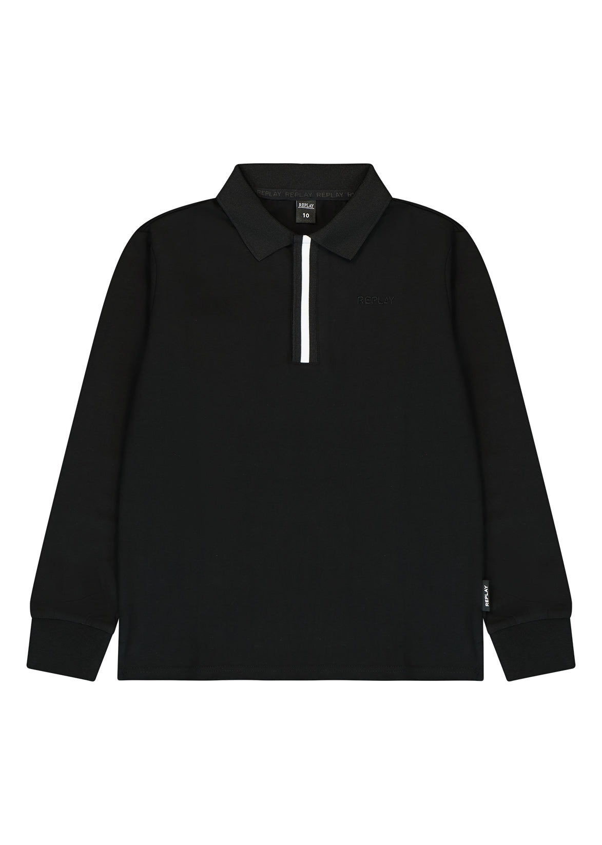 חולצת צווארון REPLAY שרוול ארוך לוגו מותגלילדים BLACK / 4Y